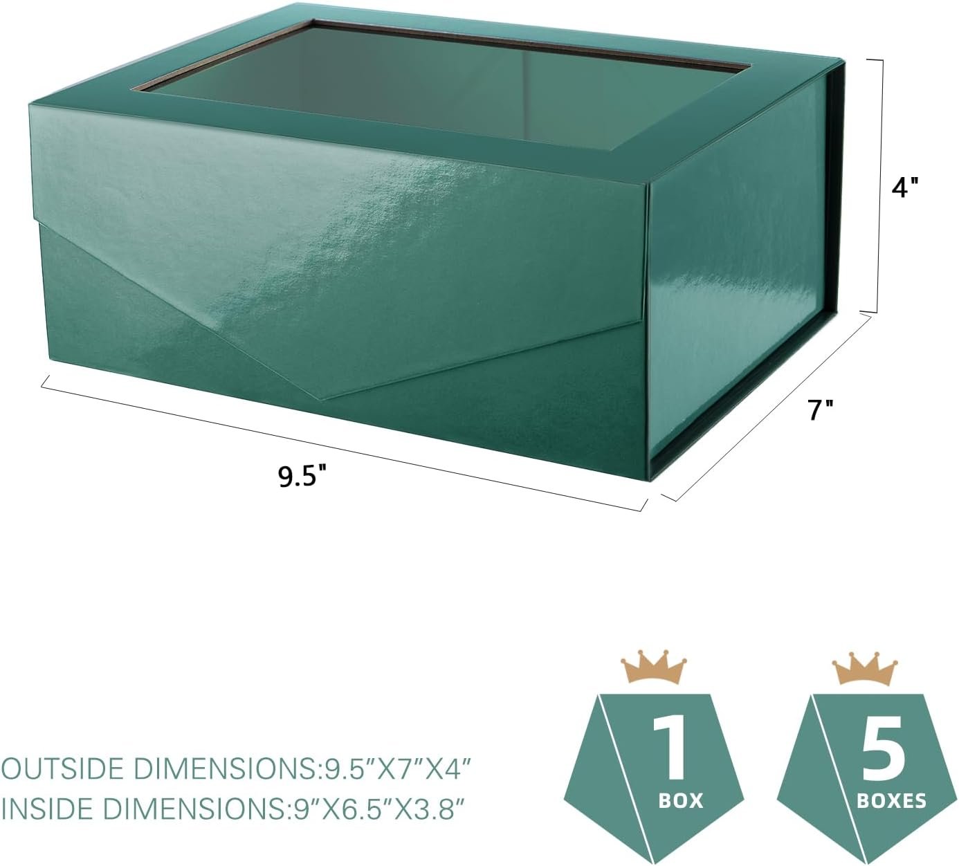 Caja de Regalo Verde con Ventana, 9x6.5x3.8 Pulgadas, Caja Transparente para Presentes con Cinta y Tarjeta, Propuesta de Padrino, Incluye Tapa Magnolia, Fábrica de Cajas Personalizadas con Logo y Marca Blanca.