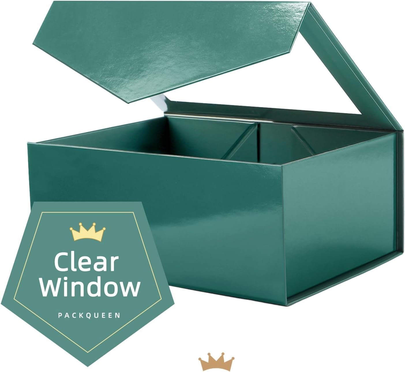 Caja de Regalo Verde con Ventana, 9x6.5x3.8 Pulgadas, Caja Transparente para Presentes con Cinta y Tarjeta, Propuesta de Padrino, Incluye Tapa Magnolia, Fábrica de Cajas Personalizadas con Logo y Marca Blanca.