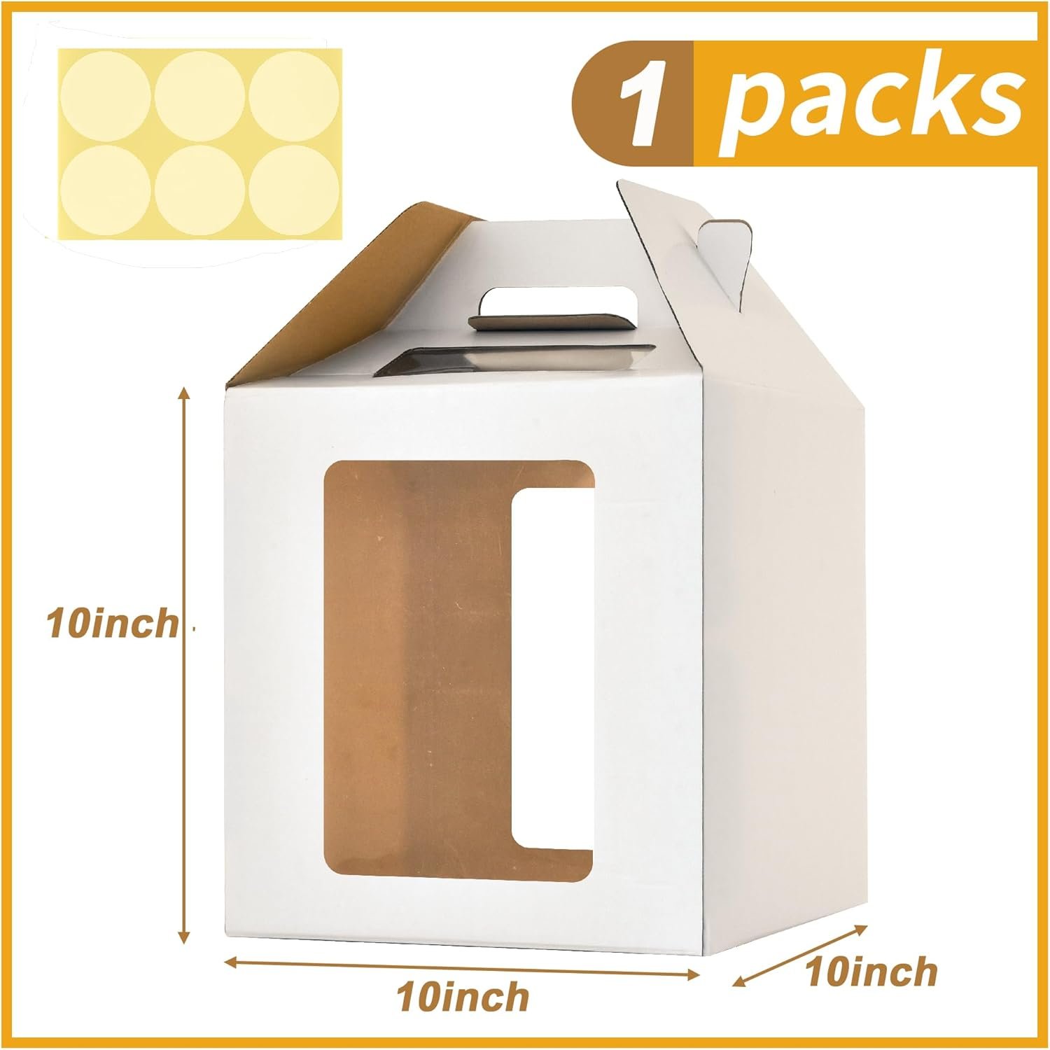 Logo Personalizado Cajas de Pasteles Altas de 10x10x10 Pulgadas con Ventanas, Transportador de Pasteles de 8 y 10 Pulgadas, Caja para Pasteles de Capas, Fábrica de Cajas para Pasteles Grandes (1 paquete), Marca Blanca Durable.