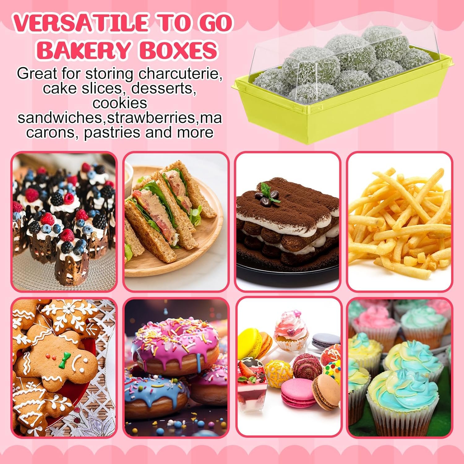 Caja de charcutería pequeña de 7 pulgadas con tapas claras, ideal para postres, galletas y mini pasteles, personalizable con Logo Personalizado, perfecta para la Marca Blanca, fabricada por nuestro Proveedor.