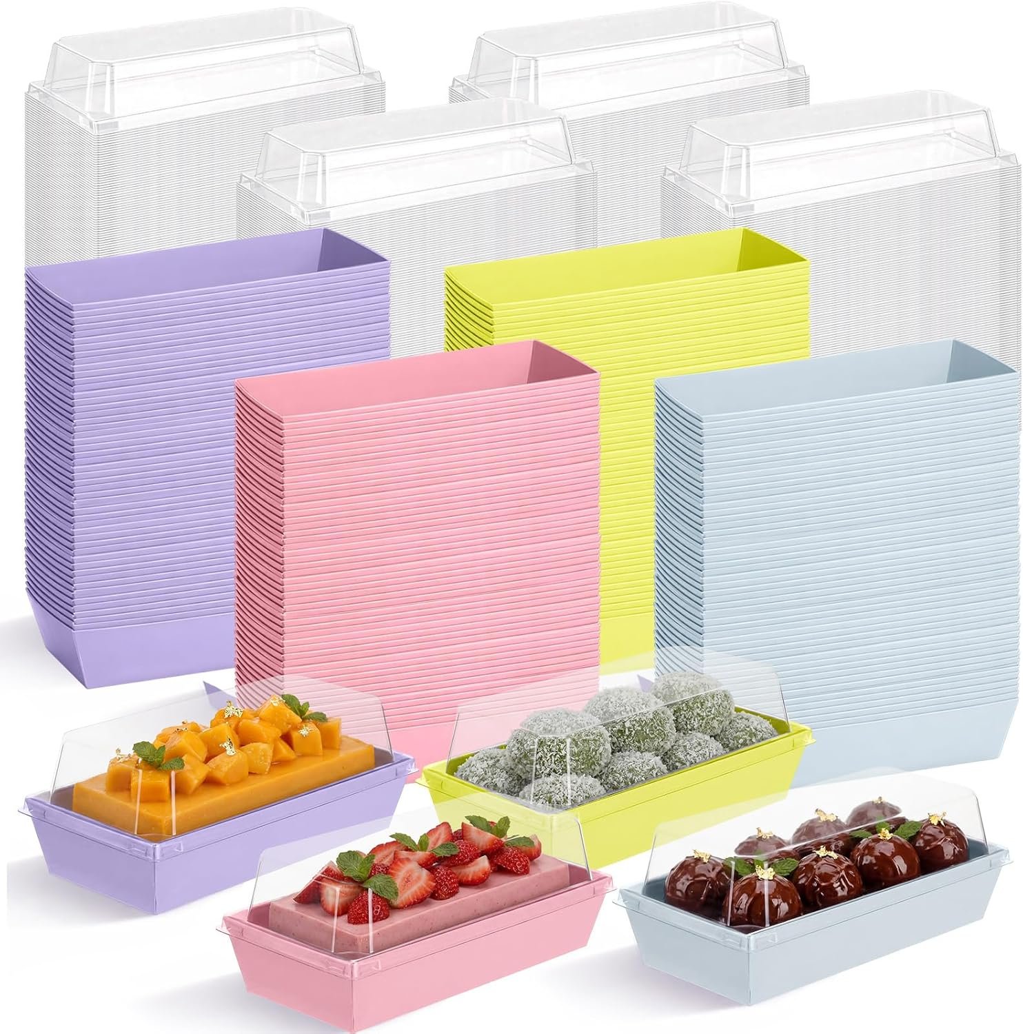 Caja de charcutería pequeña de 7 pulgadas con tapas claras, ideal para postres, galletas y mini pasteles, personalizable con Logo Personalizado, perfecta para la Marca Blanca, fabricada por nuestro Proveedor.