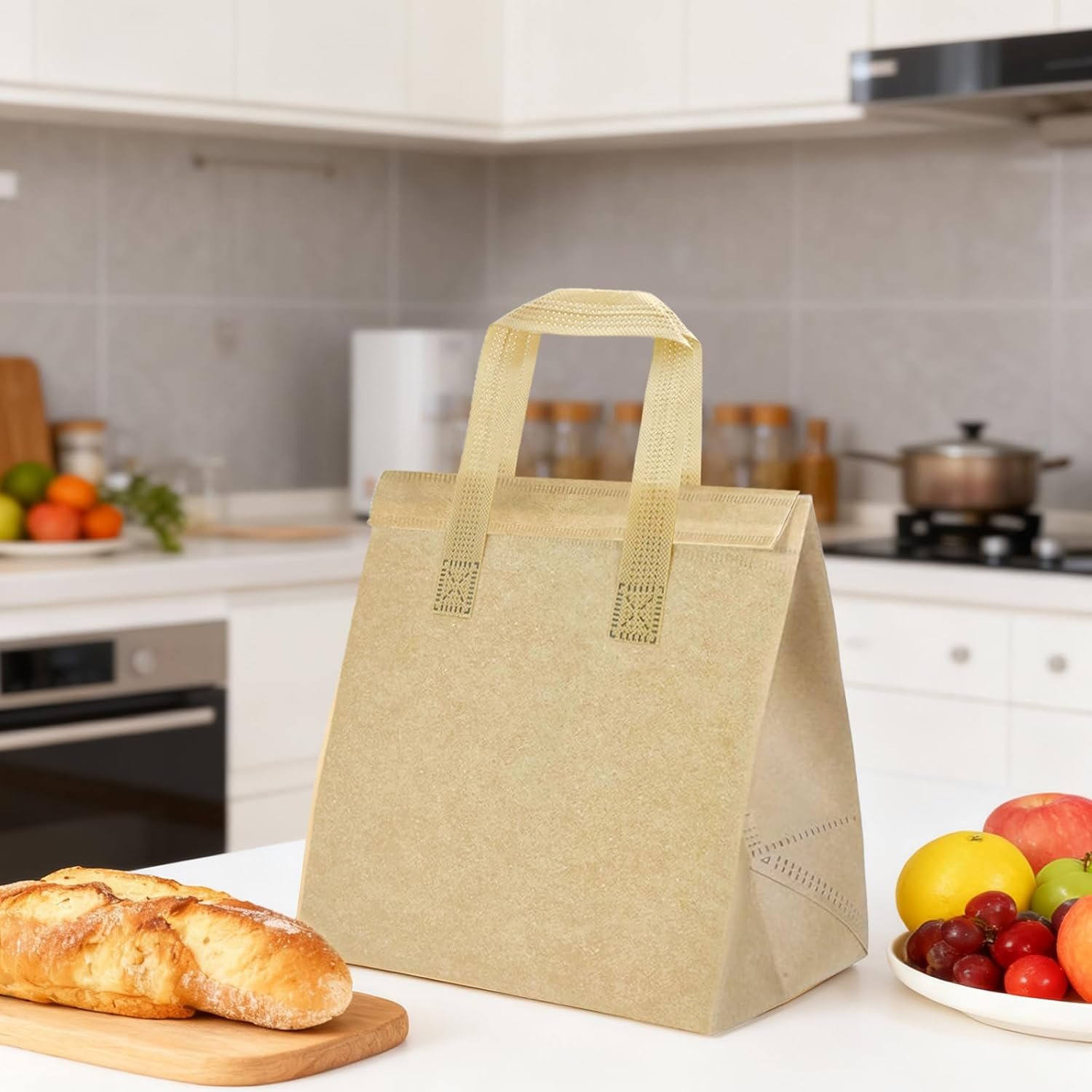 Bolsas Térmicas de 120 Piezas con Logo Personalizado para Comida Caliente o Fría, Café, Té de Leche, BBQ; Ideal para Restaurantes, Catering, Grocery, Picnics y Donaciones, Proveedor de Calidad.