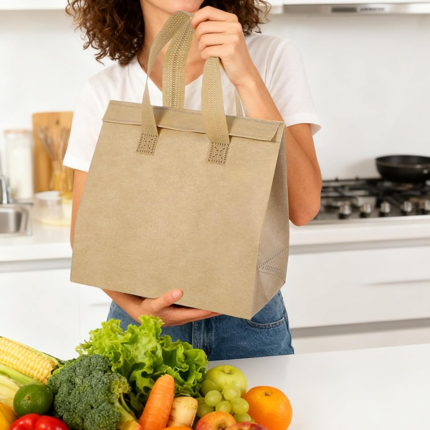 Bolsas Térmicas de 120 Piezas con Logo Personalizado para Comida Caliente o Fría, Café, Té de Leche, BBQ; Ideal para Restaurantes, Catering, Grocery, Picnics y Donaciones, Proveedor de Calidad.