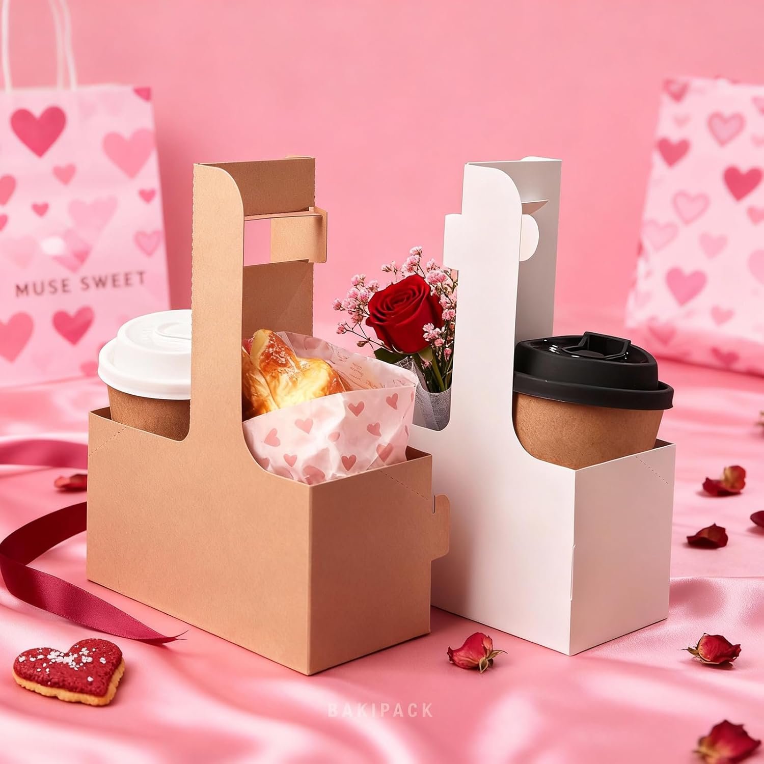 Porta bebidas de 2 tazas con asas, 30 conjuntos de portavasos de papel kraft para tazas de 12-20 oz, ideal para café para llevar, bebida caliente y fría, servicio de entrega en cafeterías y restaurantes, Marca Blanca, Proveedor.