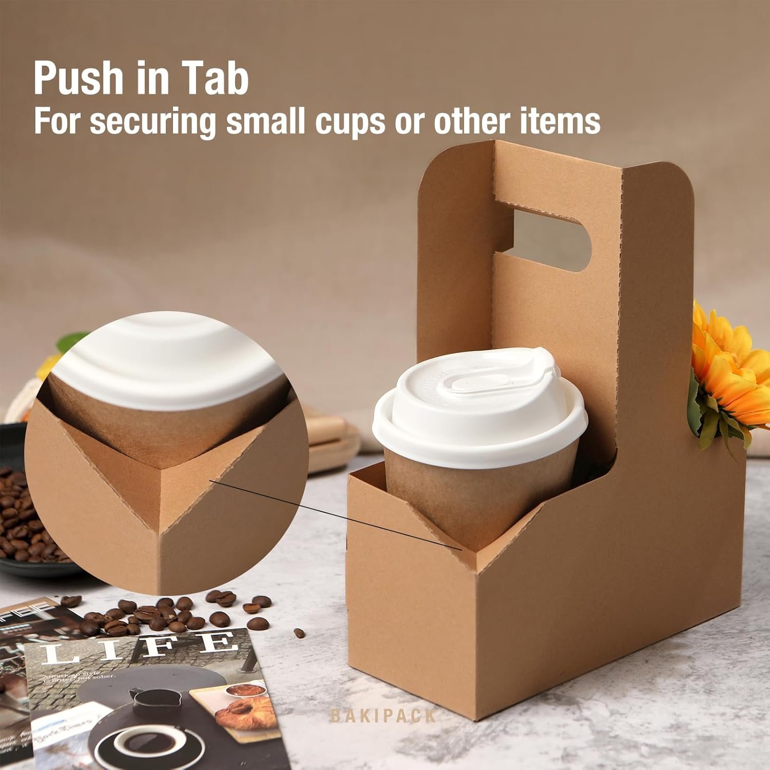 Porta bebidas de 2 tazas con asas, 30 conjuntos de portavasos de papel kraft para tazas de 12-20 oz, ideal para café para llevar, bebida caliente y fría, servicio de entrega en cafeterías y restaurantes, Marca Blanca, Proveedor.