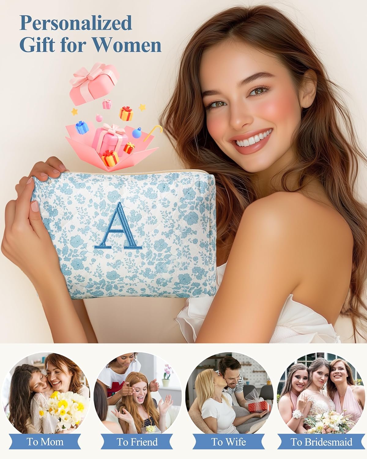 Bolsa de Maquillaje Acolchada Grande de Algodón con Logo Personalizado, Neceser de Viaje Floral Coqueta para Mujeres y Niñas, Fábrica Proveedor de Bolsas Cosméticas y de Aseo.