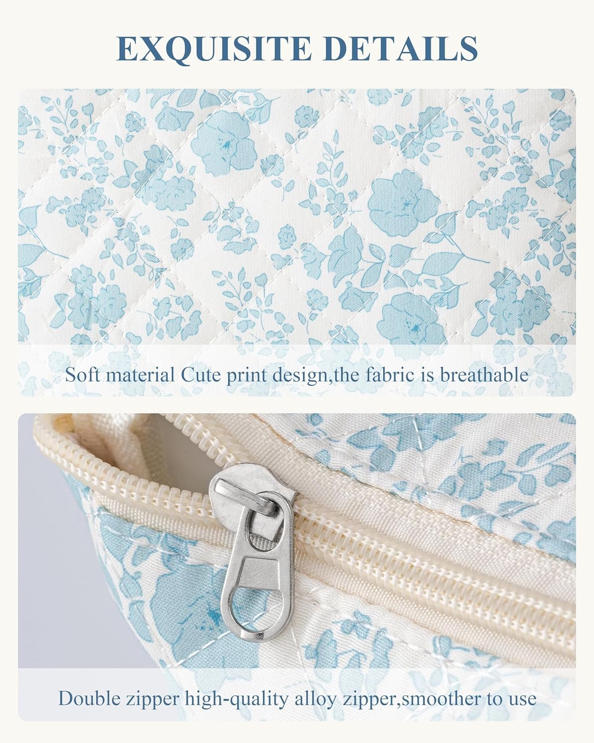 Bolsa de Maquillaje Acolchada Grande de Algodón con Logo Personalizado, Neceser de Viaje Floral Coqueta para Mujeres y Niñas, Fábrica Proveedor de Bolsas Cosméticas y de Aseo.