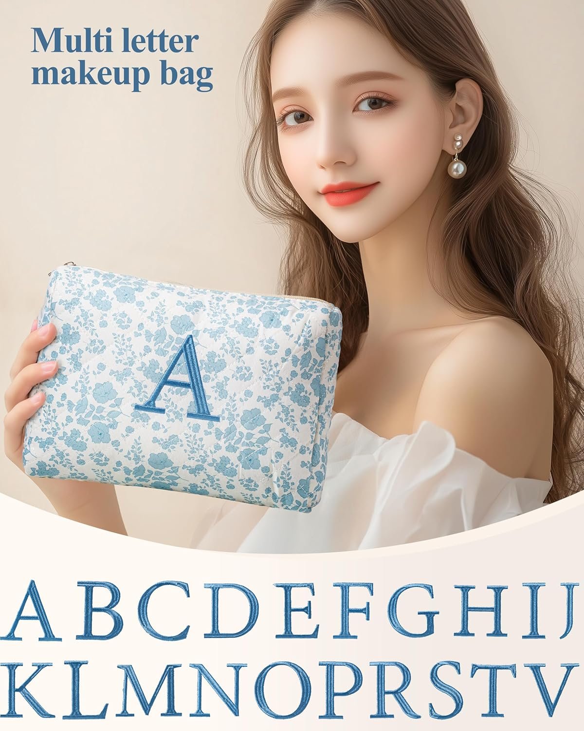 Bolsa de Maquillaje Acolchada Grande de Algodón con Logo Personalizado, Neceser de Viaje Floral Coqueta para Mujeres y Niñas, Fábrica Proveedor de Bolsas Cosméticas y de Aseo.