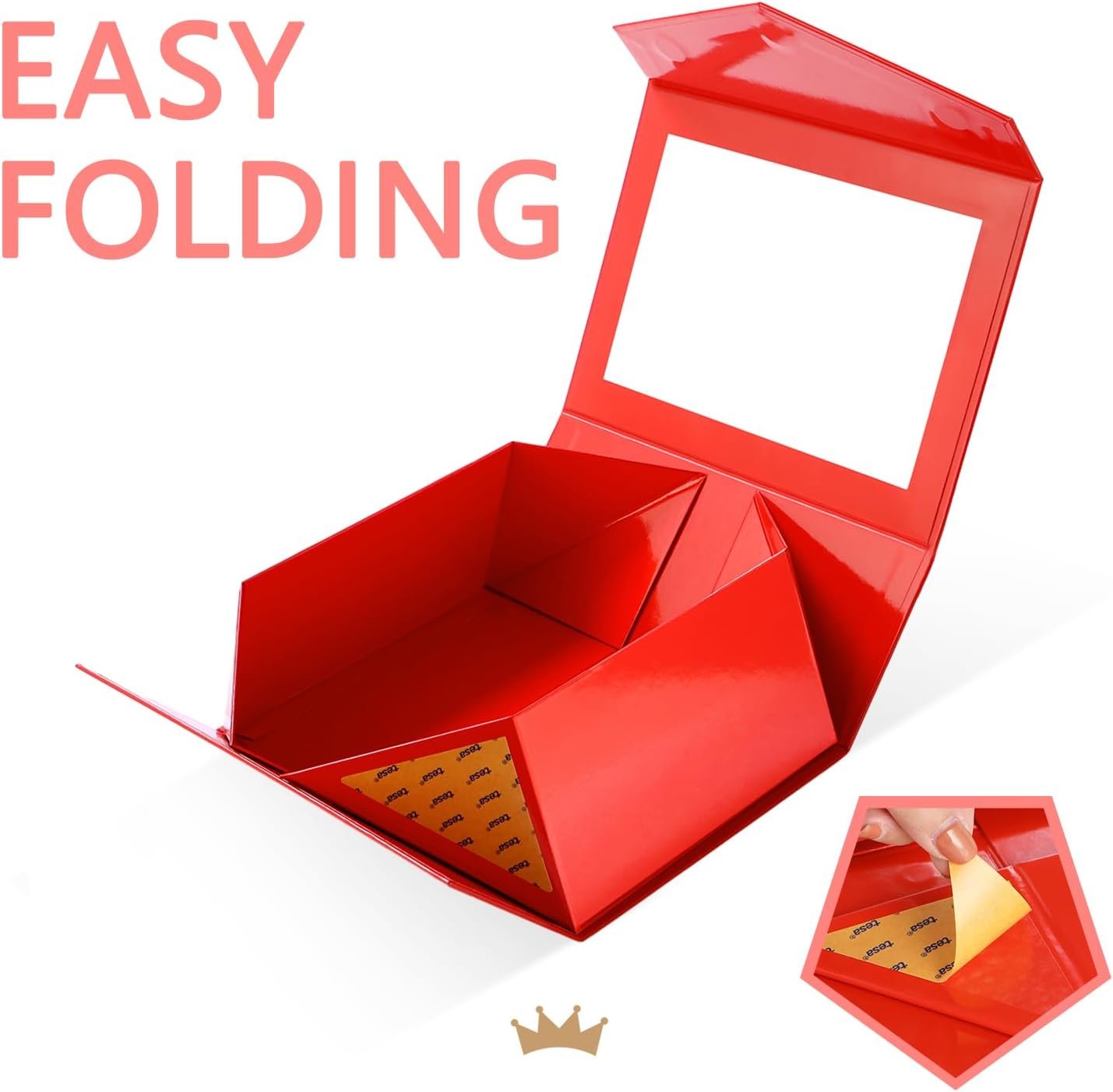 Caja de Regalo con Logo Personalizado, 5 Cajas Rojas con Ventanas, 9x6.5x3.8 Pulgadas, Perfectas para Ropa, Tarjetas, Propuestas de Damas de Honor y Regalos de Navidad con Tapa Magnética, Proveedor de Cajas de Regalo de Marca Blanca