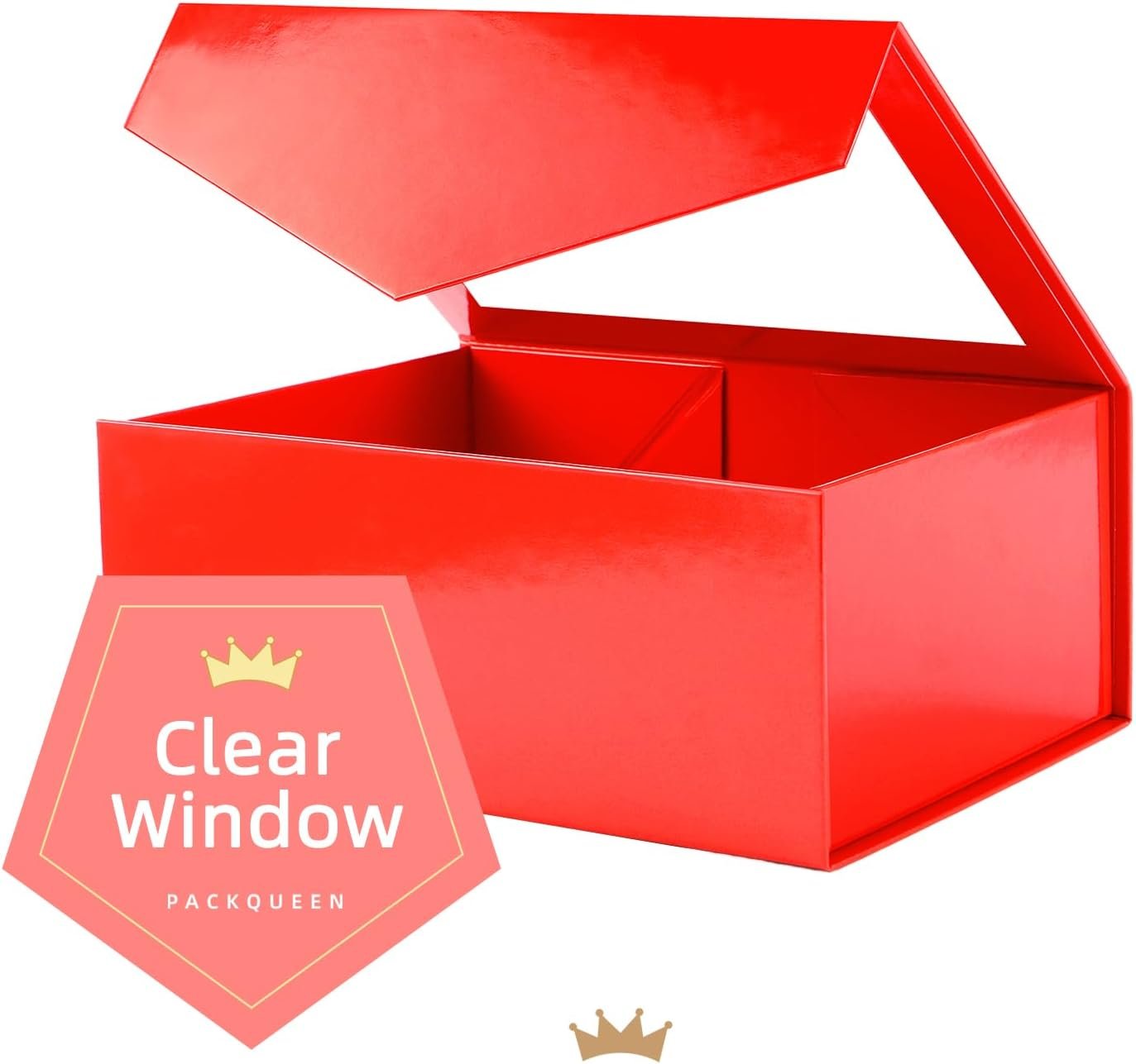Caja de Regalo con Logo Personalizado, 5 Cajas Rojas con Ventanas, 9x6.5x3.8 Pulgadas, Perfectas para Ropa, Tarjetas, Propuestas de Damas de Honor y Regalos de Navidad con Tapa Magnética, Proveedor de Cajas de Regalo de Marca Blanca