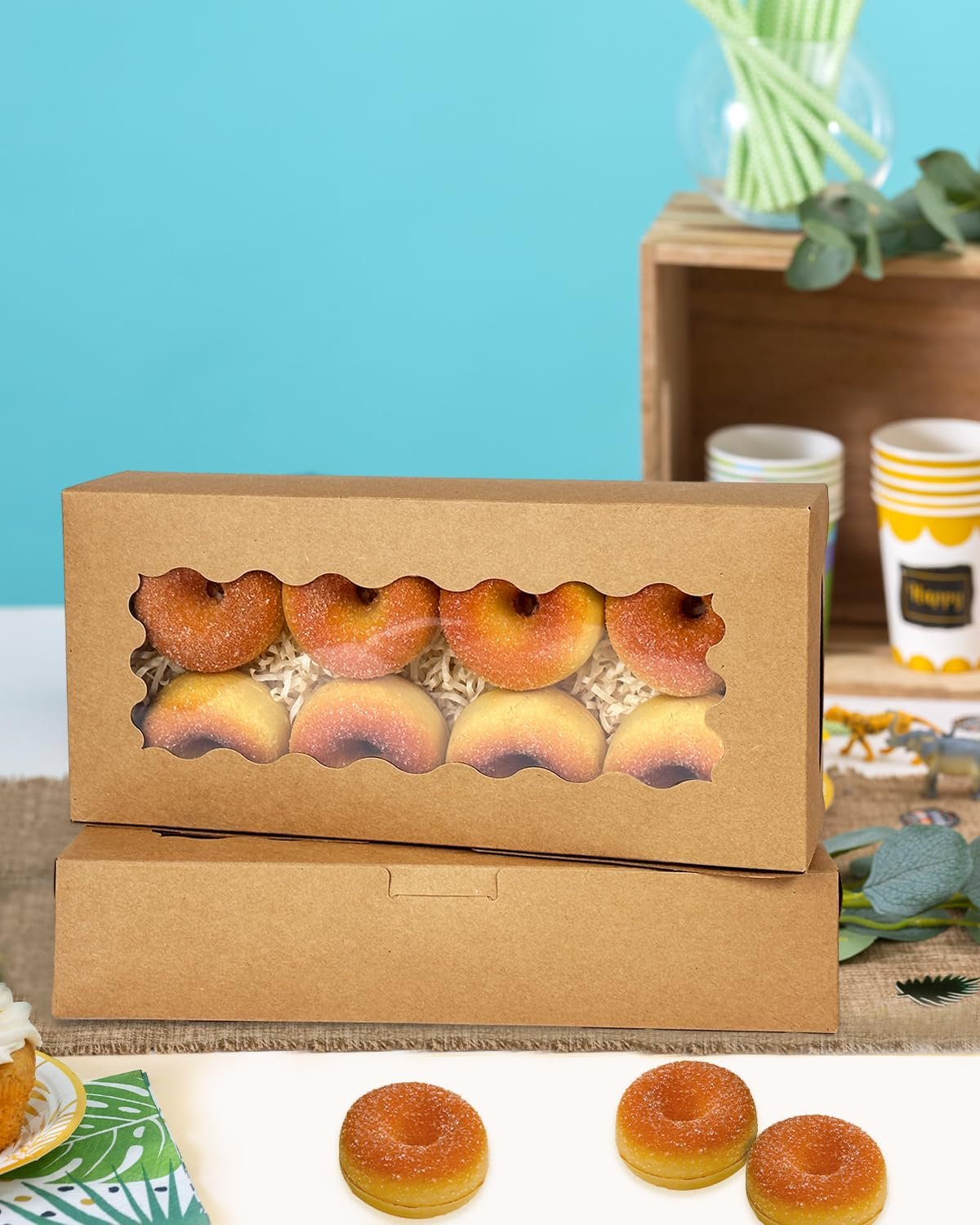 Caja de Galletas Marrón con Ventana 12x5.5x2.5 Pulgadas 50 Packs para Pastelería con Logo Personalizado, Ideal para Marca Blanca, Proveedor de Embalaje. Caja de Galletas Marrón con Ventana 12x5.5x2.5 Pulgadas 50 Packs para Pastelería con Logo Personalizado, Ideal para Marca Blanca, Proveedor de Embalaje.