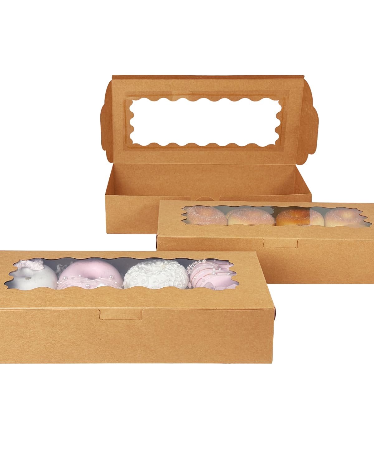 Caja de Galletas Marrón con Ventana 12x5.5x2.5 Pulgadas 50 Packs para Pastelería con Logo Personalizado, Ideal para Marca Blanca, Proveedor de Embalaje. Caja de Galletas Marrón con Ventana 12x5.5x2.5 Pulgadas 50 Packs para Pastelería con Logo Personalizado, Ideal para Marca Blanca, Proveedor de Embalaje.