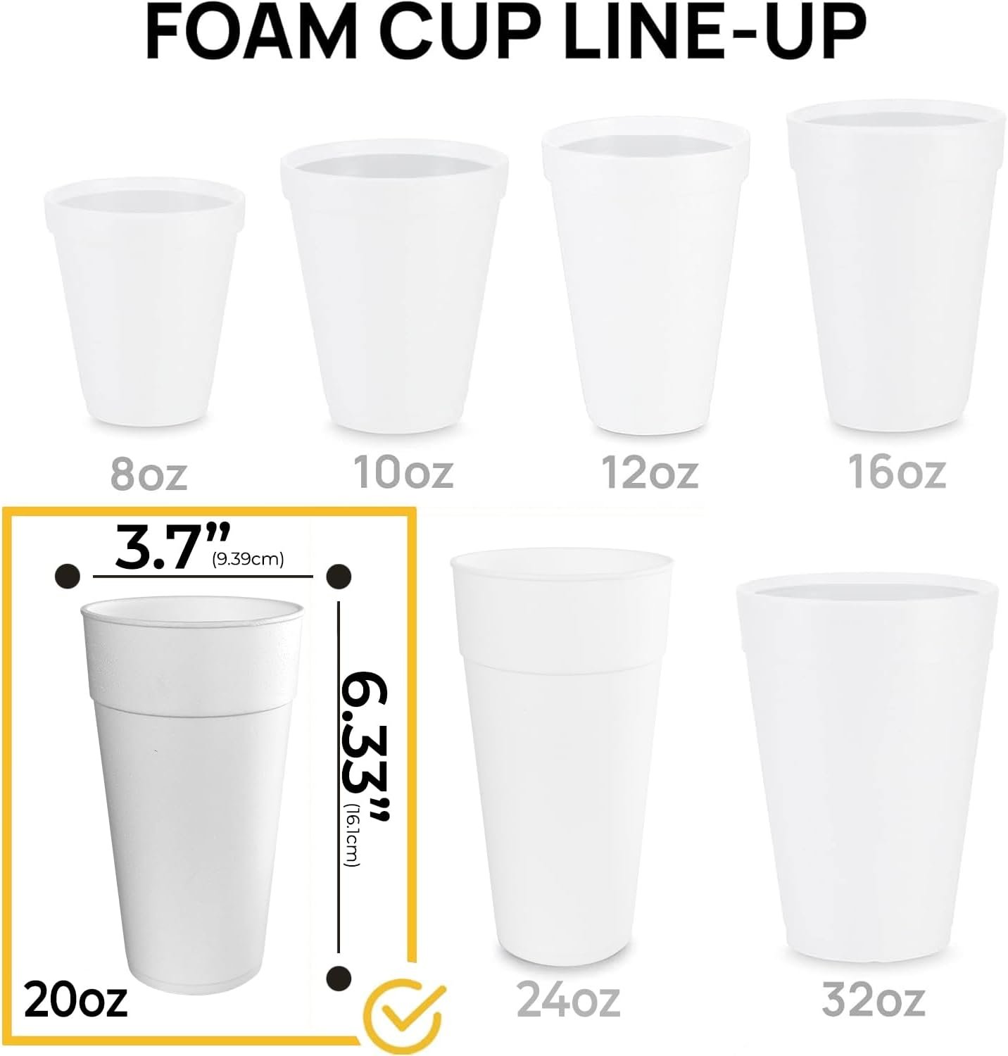 Cups de Foam Personalizados (50 unidades) Grandes Tazas de Styrofoam para Bebidas Calientes y Frías, Tazas Aisladas de Cafe, Soda, Jugo, Té - Proveedor de Marca Blanca