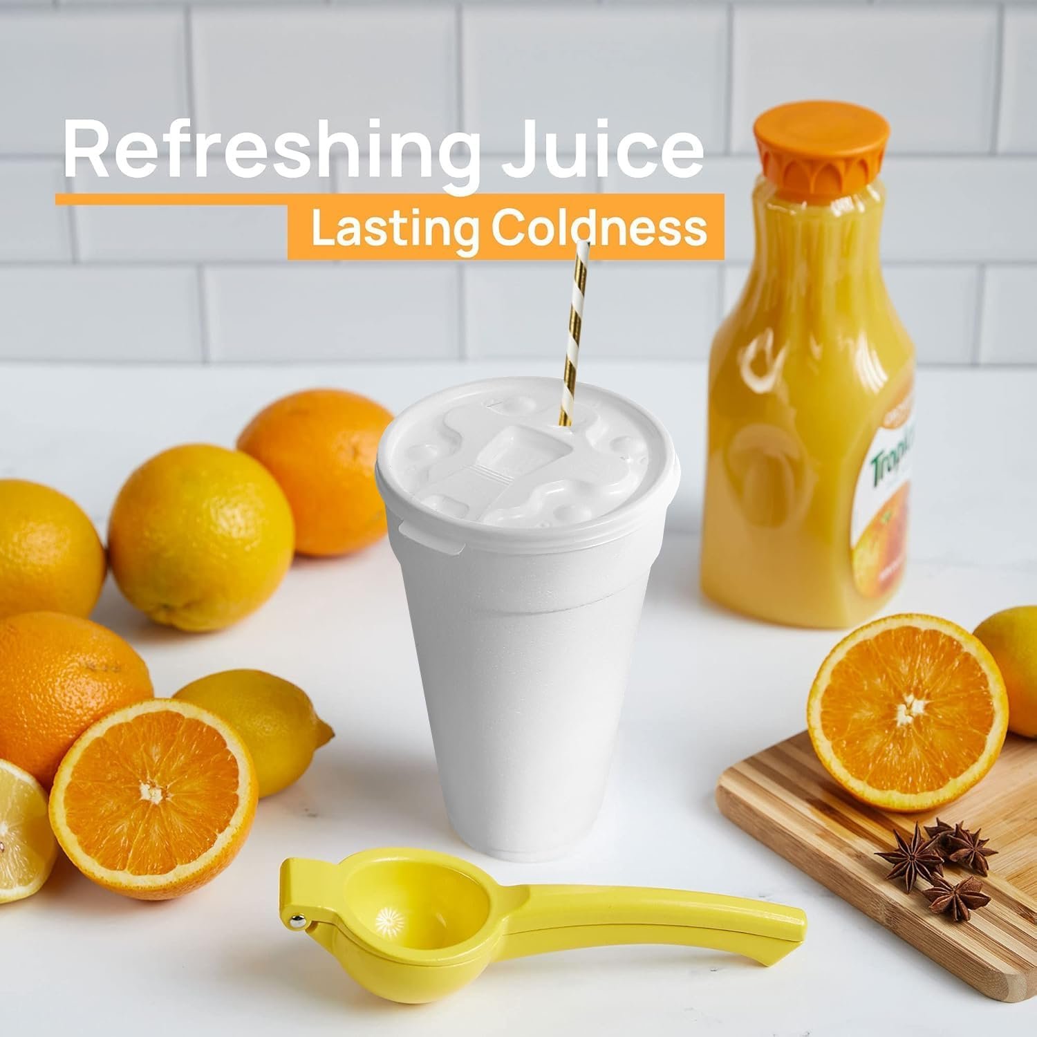 Cups de Foam Personalizados (50 unidades) Grandes Tazas de Styrofoam para Bebidas Calientes y Frías, Tazas Aisladas de Cafe, Soda, Jugo, Té - Proveedor de Marca Blanca