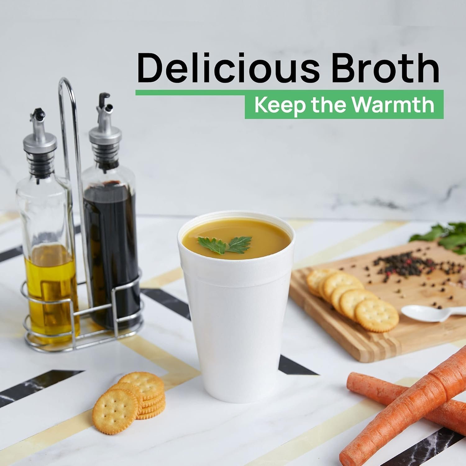 Cups de Foam Personalizados (50 unidades) Grandes Tazas de Styrofoam para Bebidas Calientes y Frías, Tazas Aisladas de Cafe, Soda, Jugo, Té - Proveedor de Marca Blanca