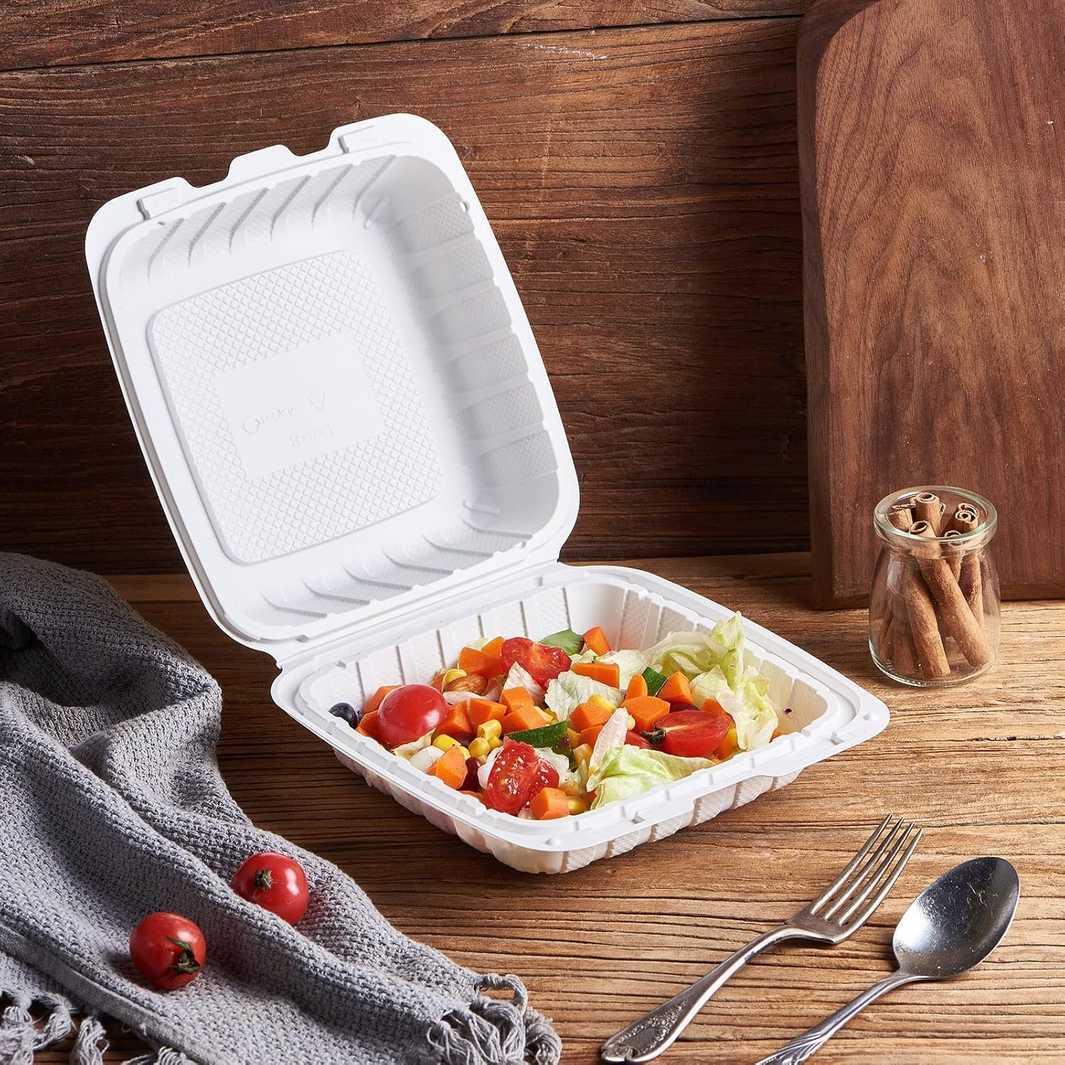 Logo Personalizado Contenedores de Comida Desechables 8X8