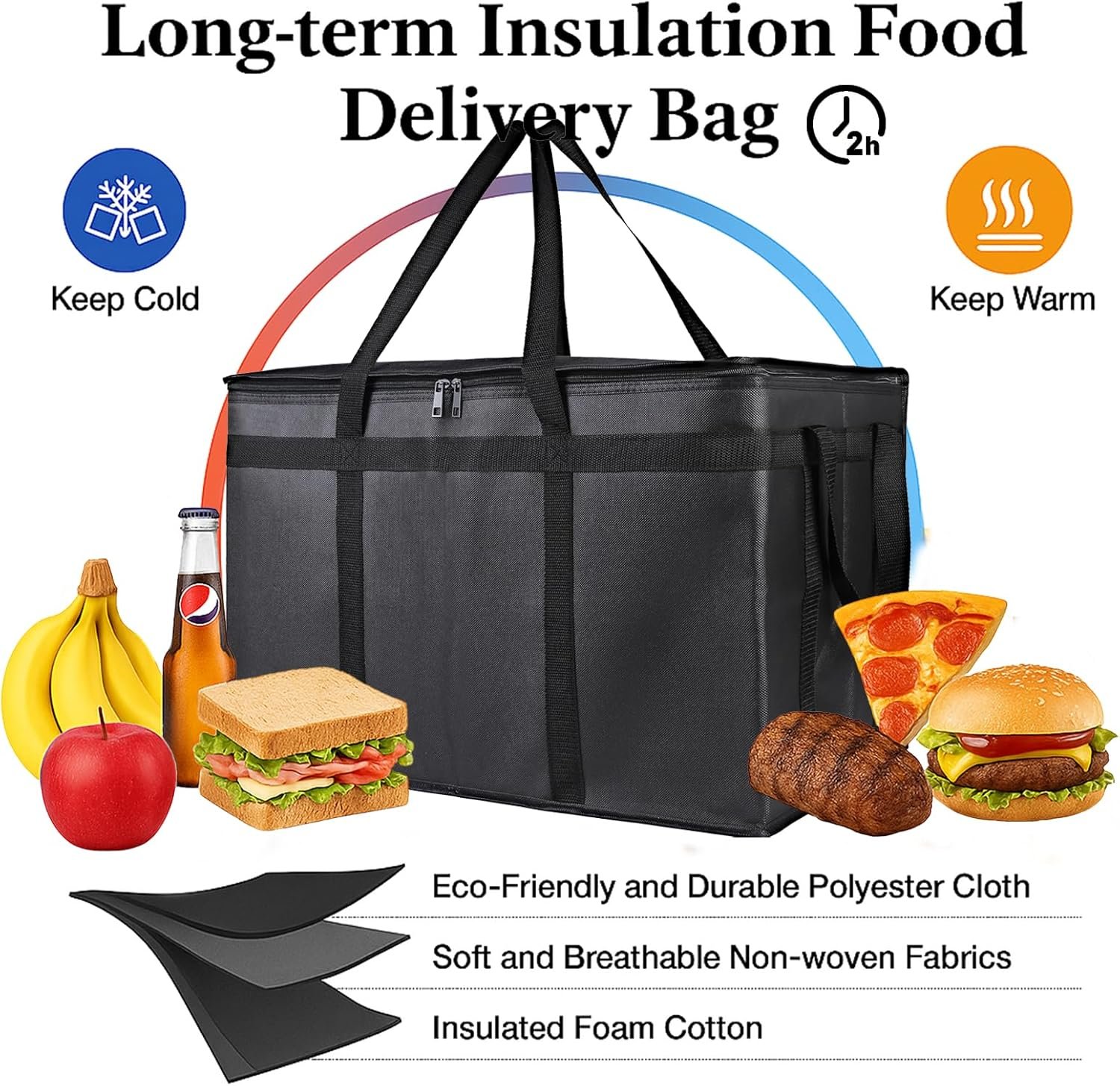 Logo Personalizado para Bolsas Térmicas de Entrega de Comida 2-Pack XXXL, Ideal para Compras de Supermercado, Catering y Pizza, Proveedor de Soluciones de Transporte Frío/Caliente, Con Transportador de Estireno para Viajes y Vehículos. Logo Personalizado para Bolsas Térmicas de Entrega de Comida 2-Pack XXXL, Ideal para Compras de Supermercado, Catering y Pizza, Proveedor de Soluciones de Transporte Frío/Caliente, Con Transportador de Estireno para Viajes y Vehículos.
