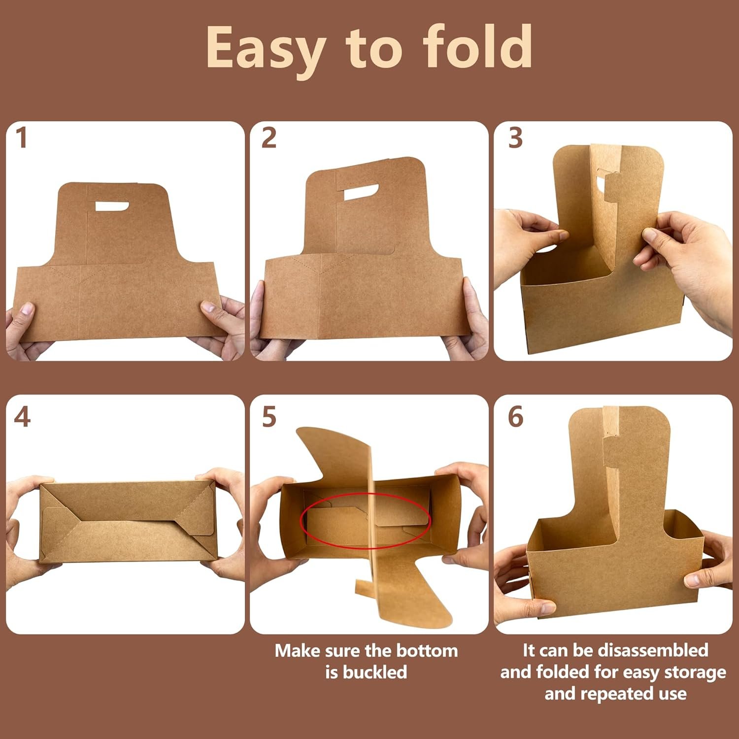 Portadores de bebidas desechables con logo personalizado, soporte para 2 o 4 tazas de papel kraft, fáciles de transportar y adecuados para bebidas calientes y frías, ideal para distribución por un fabricante.