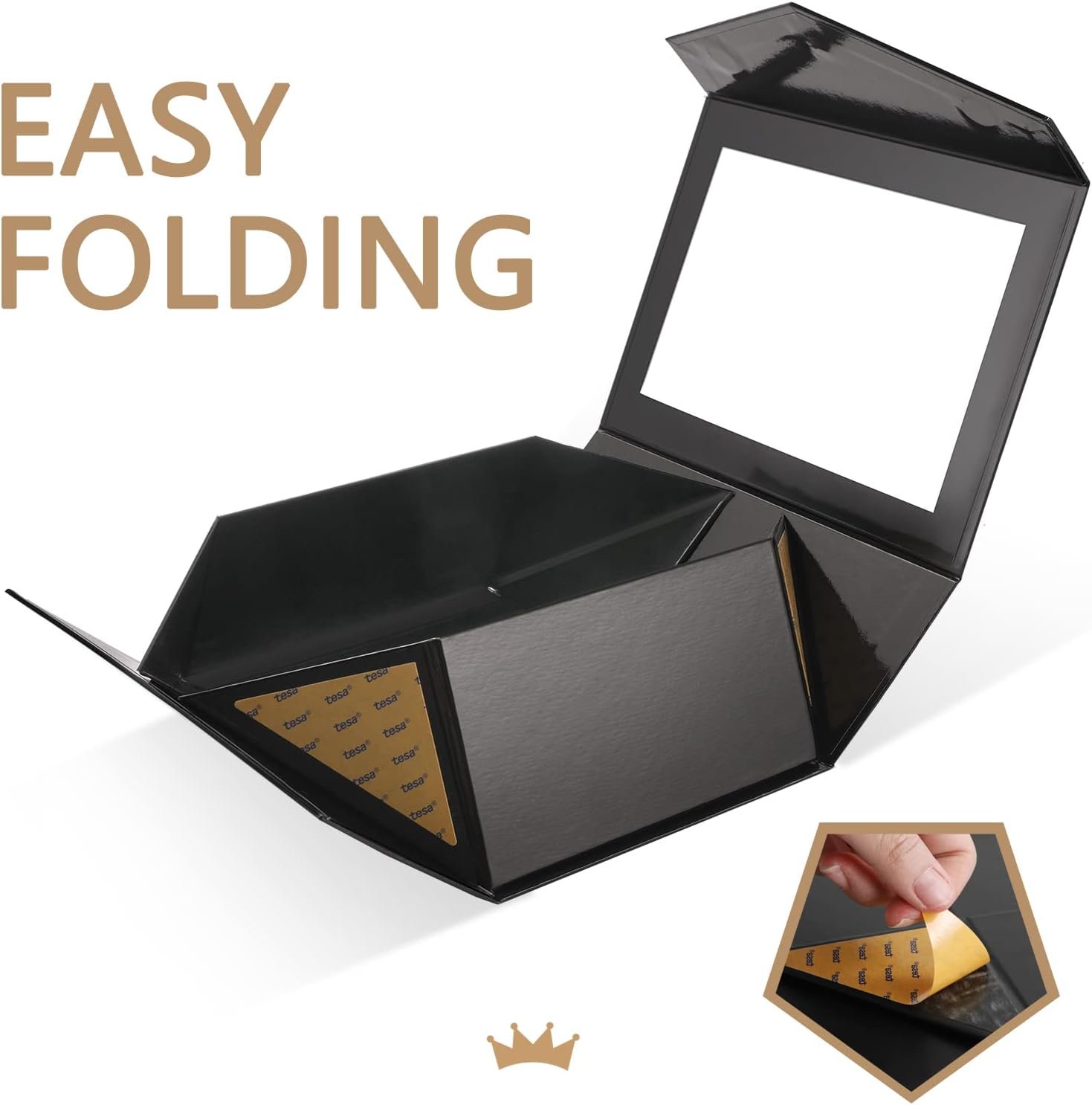 Cajas de regalo negras con ventanas, 9x6.5x3.8 pulgadas, ideales para regalos; personaliza tu logo en cajas de marca blanca con cintas y tarjetas, suministradas por nuestro fabricante.