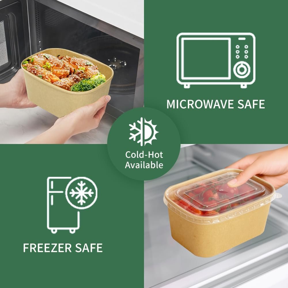 Contenedores de comida desechables de 29 oz con tapa, 50-pack de envases impermeables para servir sopas y alimentos, seguros para microondas, ideales para comidas calientes o frías. Logo Personalizado y Marca Blanca disponibles en nuestra Fábrica. Contenedores de comida desechables de 29 oz con tapa, 50-pack de envases impermeables para servir sopas y alimentos, seguros para microondas, ideales para comidas calientes o frías. Logo Personalizado y Marca Blanca disponibles en nuestra Fábrica.