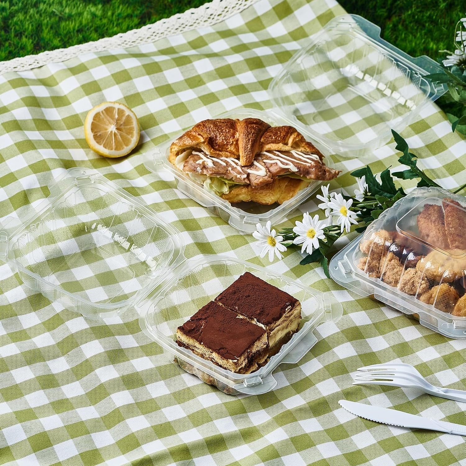 Logo Personalizado Clamshell transparentes desechables para comida, bandejas de 6