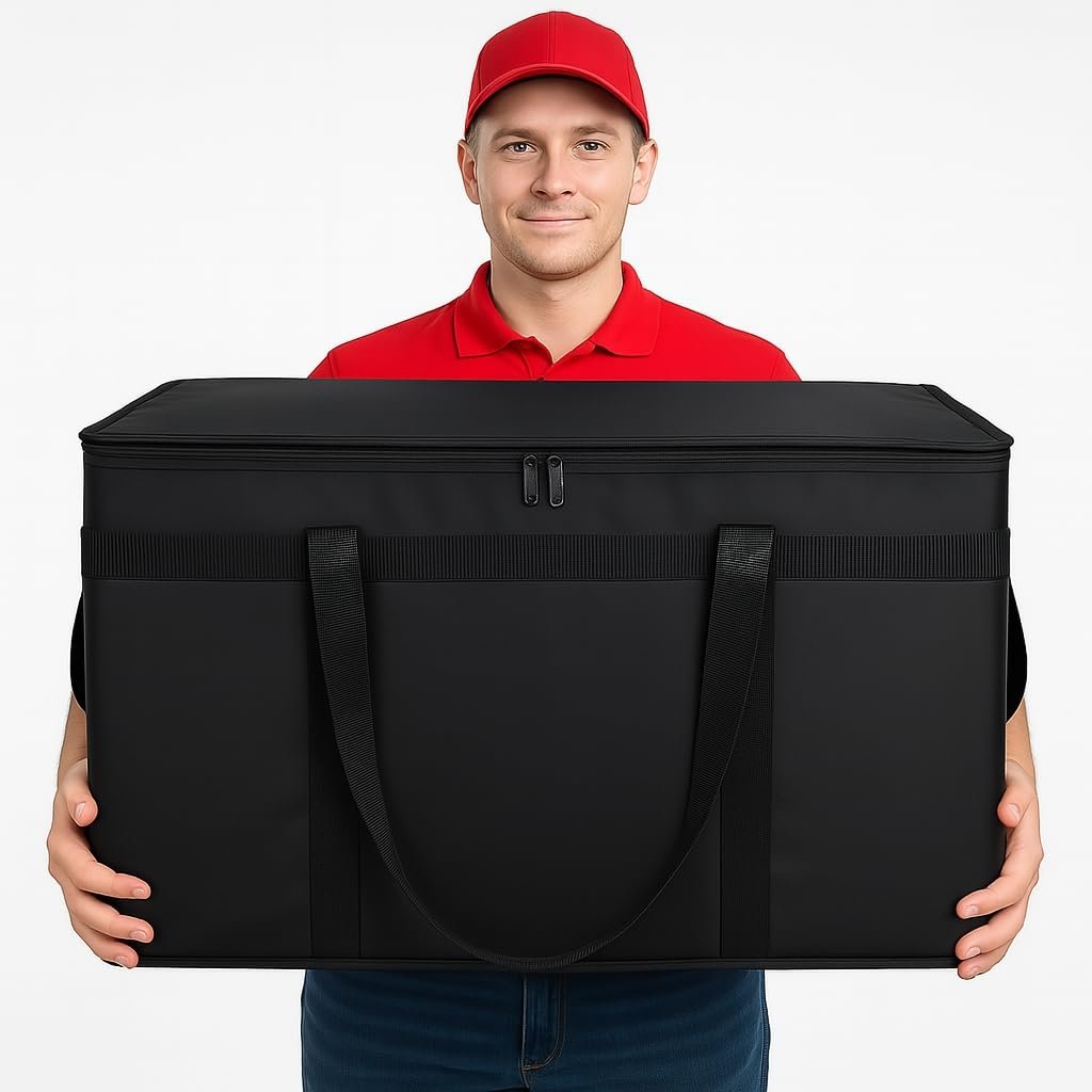 Logo Personalizado Bolsa Térmica de Entrega de Alimentos 10-Pack XXXL, Ideal para Catering y Pizza, Bolsa de Entrega para Rideshare, Transportador Térmico Frío/Caliente para Viajes y Compras, Proveedor de Soluciones Eficientes.
