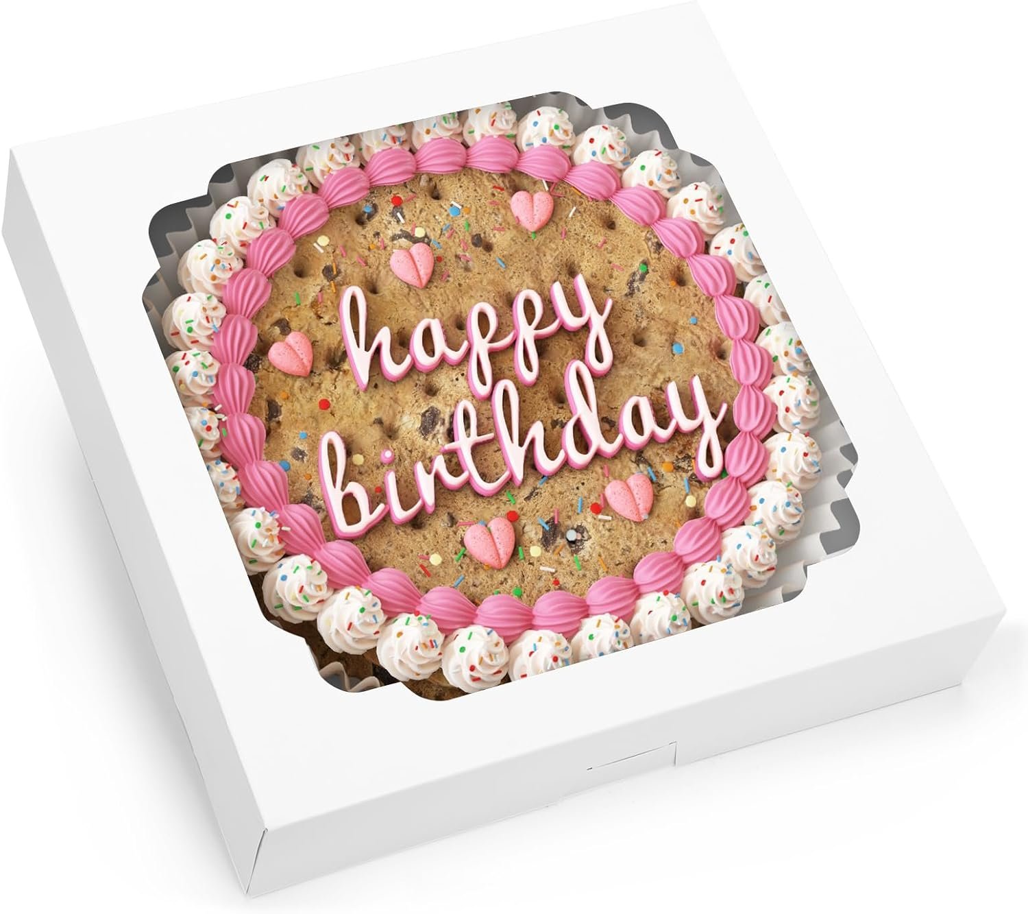 Caja de pastel de 45 piezas de 12x12x2.5 pulgadas blanca con ventana para galletas, tortas, postres, pasteles, pizzas, fresas, chocolates, pasteles, muffins y donuts con marca blanca, personalización de logo disponible, proveedor especializado.
