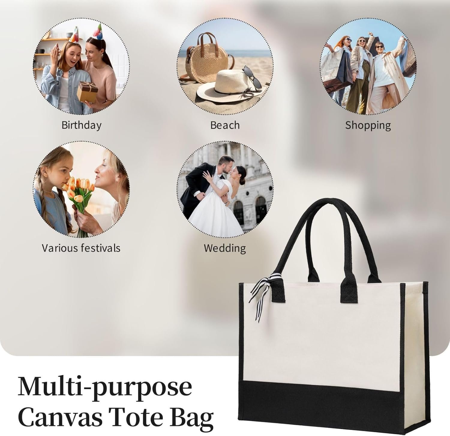 Bolsa de Tela Personalizada con Logo Personalizado para Mujeres, Ideal para Compras, Regalos de Boda, Navidad y Cumpleaños, Proveedor de Fábrica.