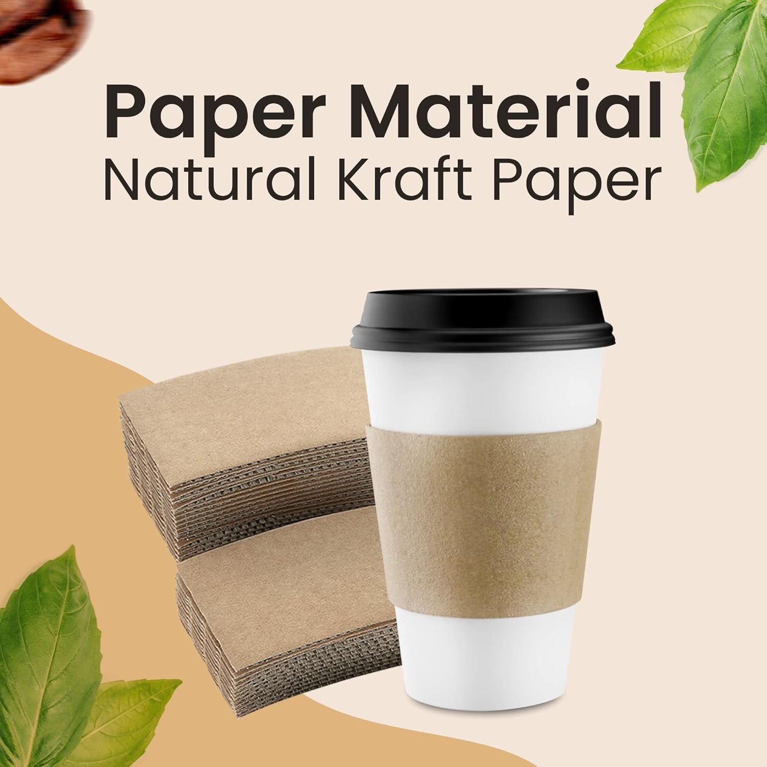 Mangas de café con Logo Personalizado 900 Pcs – Mangas de papel kraft corrugado para vasos de 12oz, 16oz, 20oz, 22oz y 24oz – Reciclables y desechables – Ideal para bebidas calientes en cafeterías y oficinas (Pack de 900) – Proveedor de calidad.