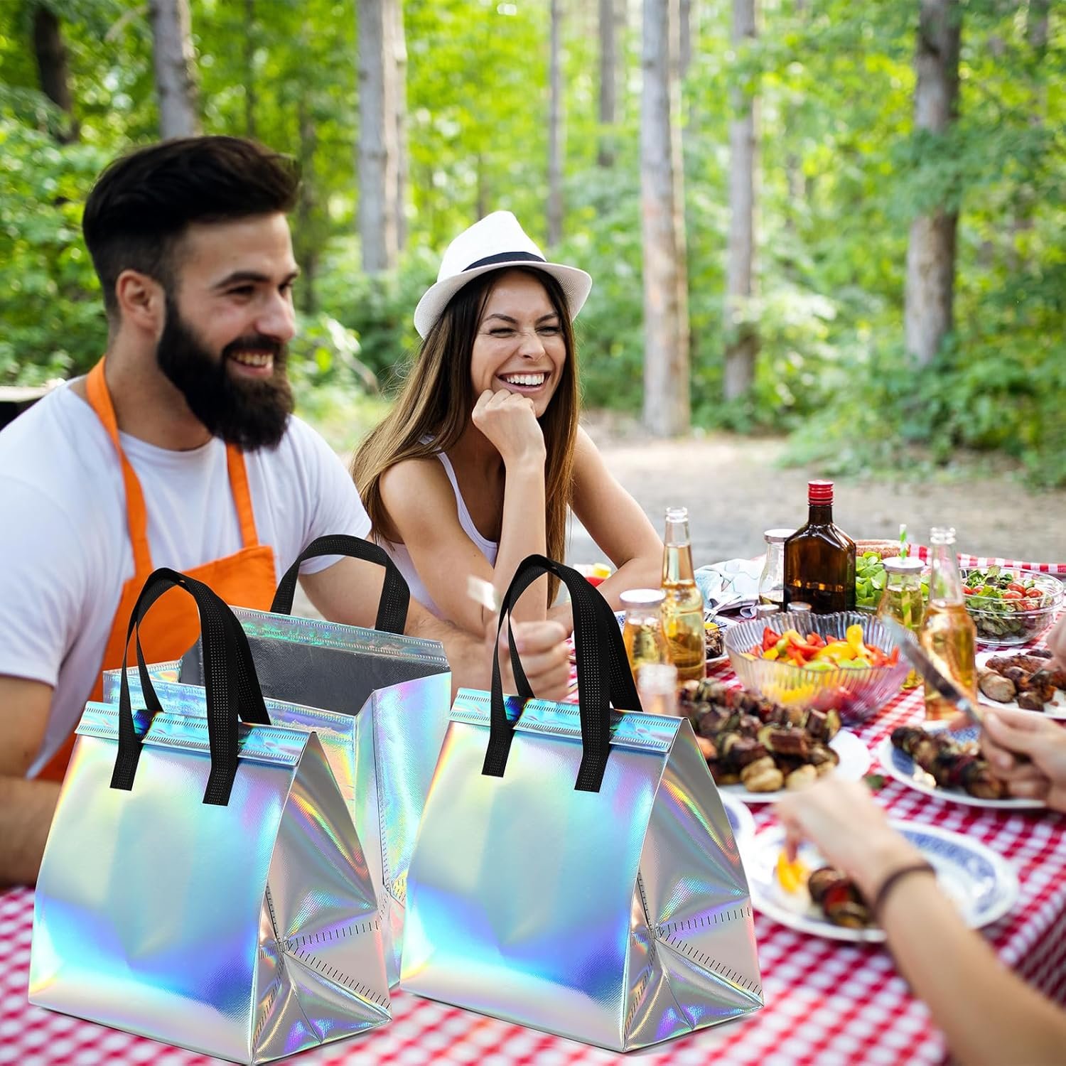 Bolsas Térmicas Personalizadas con Logo para Entregas de Comida, 100 Pcs de Bolsas Aislantes Holográficas para Comida Caliente y Fría, Proveedor de Soluciones para Catering y Restaurantes.