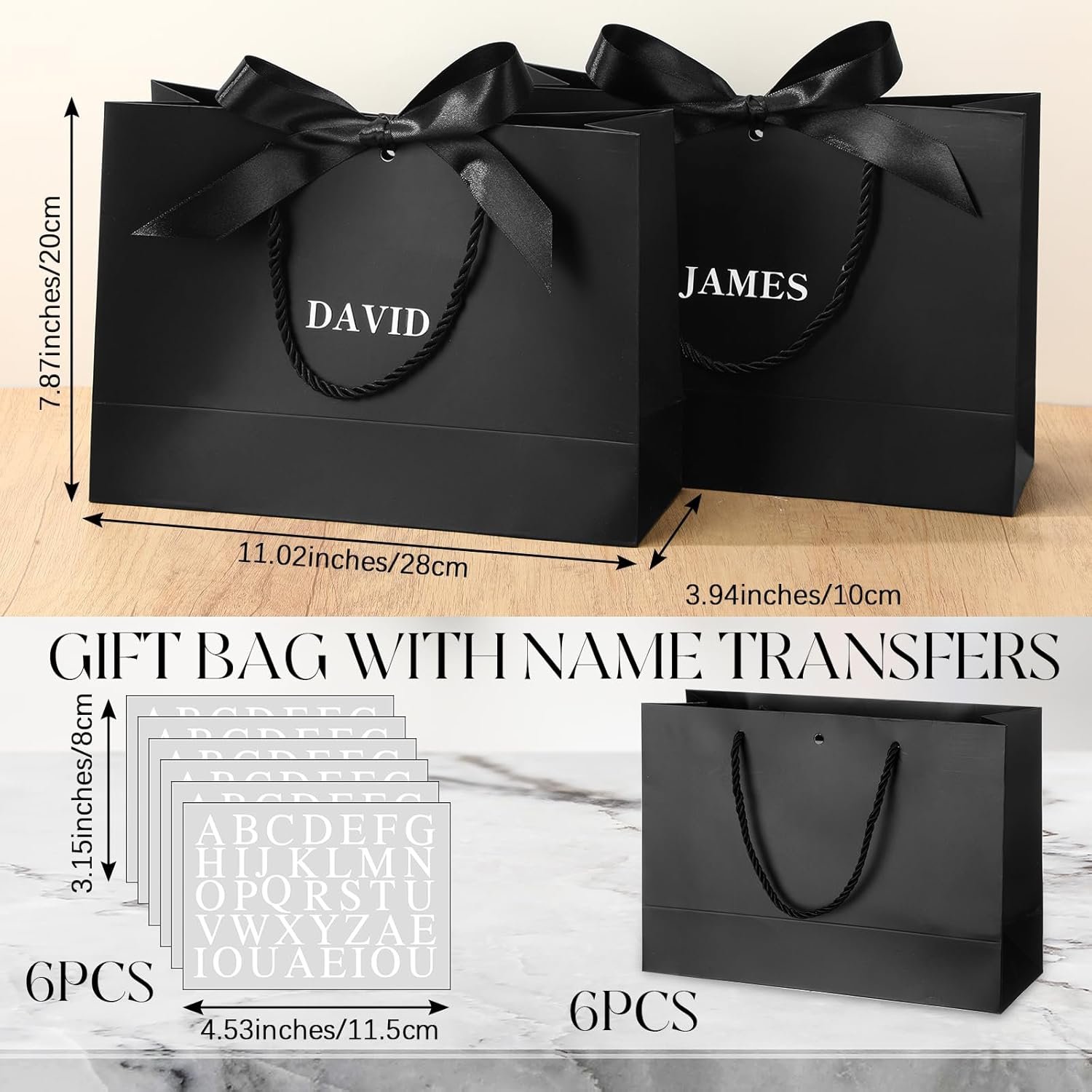 Bolsas de Regalo Personalizadas con Logo - Paquete de 6 Bolsas para Groomsmen con Nombres y Pegatinas, Cinta de Moño, Ideal para Bodas, Propuestas, Despedidas de Soltero y Cumpleaños, Proveedor de Fábrica para Regalos de Bienvenida.