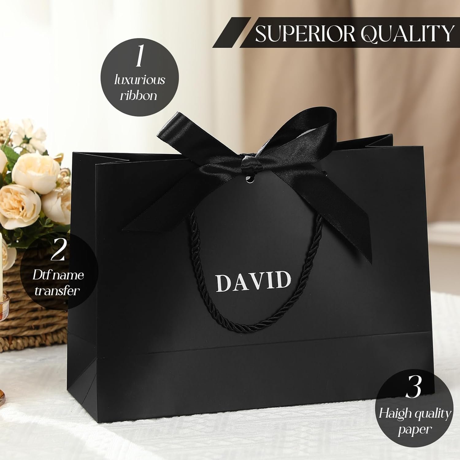Bolsas de Regalo Personalizadas con Logo - Paquete de 6 Bolsas para Groomsmen con Nombres y Pegatinas, Cinta de Moño, Ideal para Bodas, Propuestas, Despedidas de Soltero y Cumpleaños, Proveedor de Fábrica para Regalos de Bienvenida.