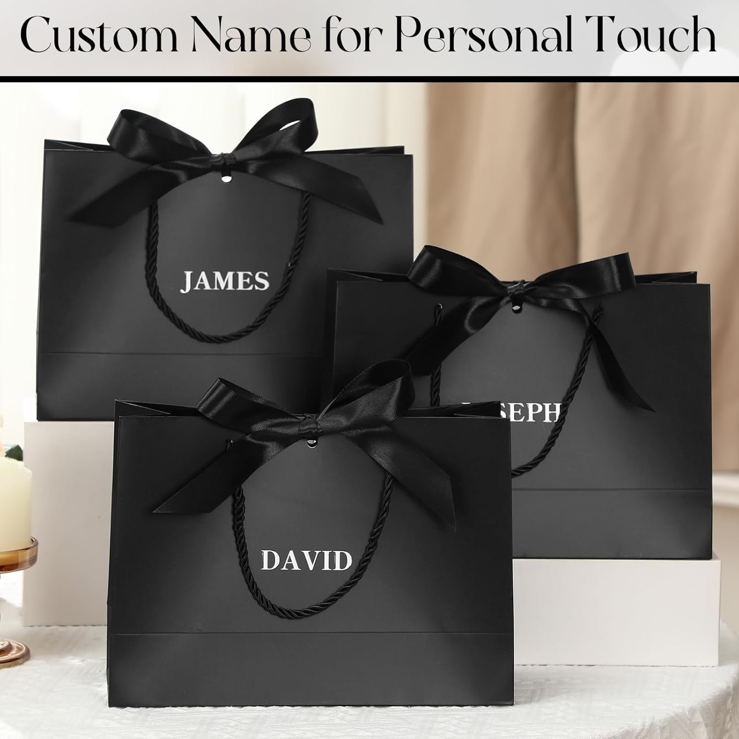 Bolsas de Regalo Personalizadas con Logo - Paquete de 6 Bolsas para Groomsmen con Nombres y Pegatinas, Cinta de Moño, Ideal para Bodas, Propuestas, Despedidas de Soltero y Cumpleaños, Proveedor de Fábrica para Regalos de Bienvenida.