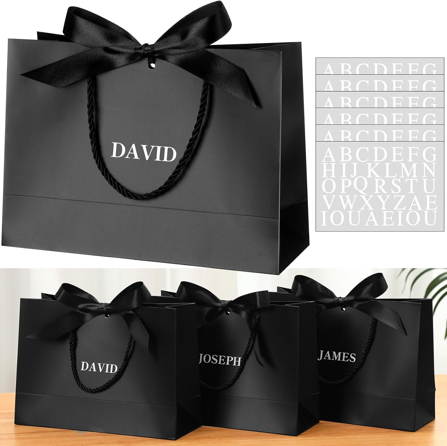 Bolsas de Regalo Personalizadas con Logo - Paquete de 6 Bolsas para Groomsmen con Nombres y Pegatinas, Cinta de Moño, Ideal para Bodas, Propuestas, Despedidas de Soltero y Cumpleaños, Proveedor de Fábrica para Regalos de Bienvenida.