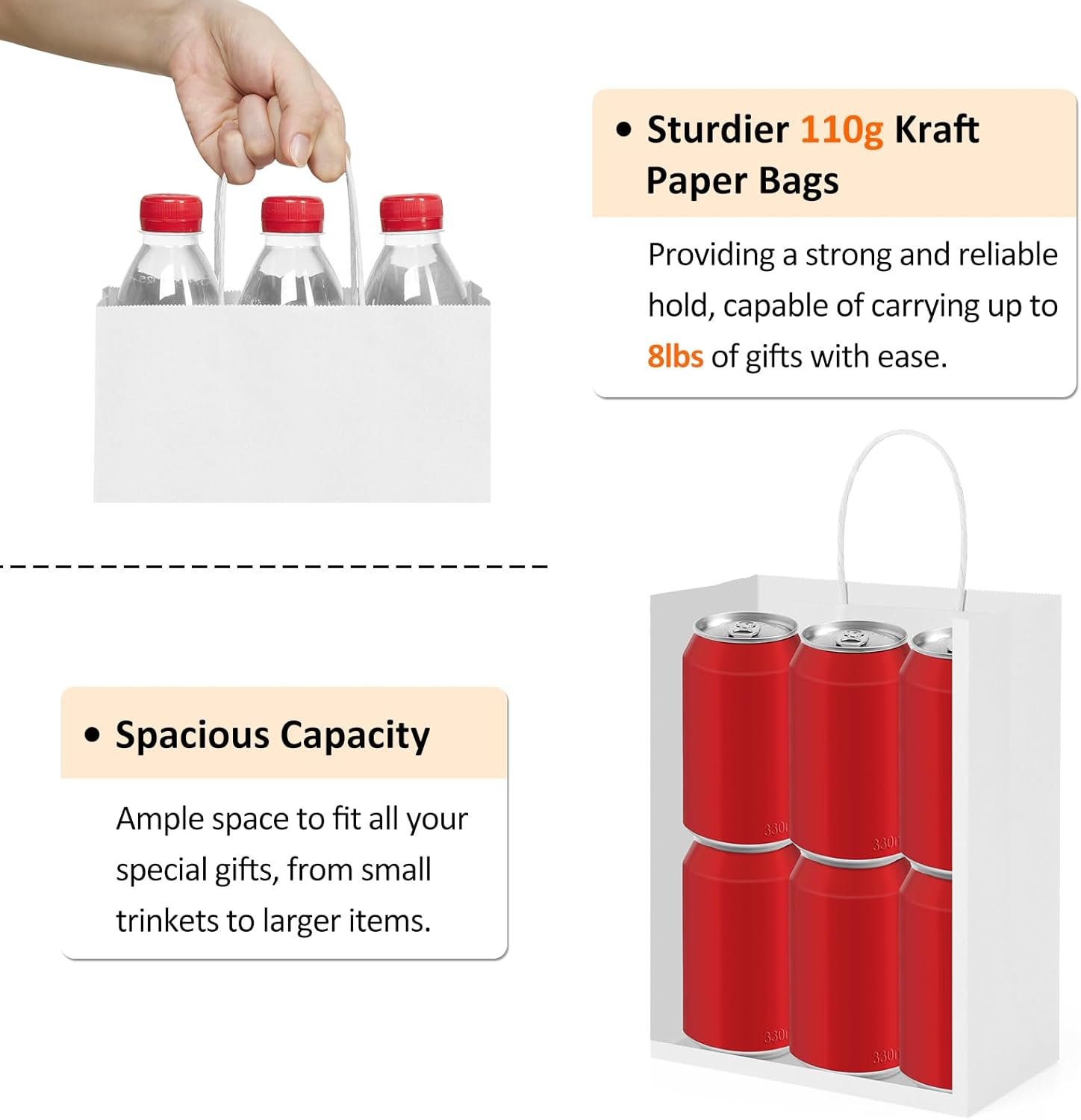 Bolsas de Regalo Blancas 25 Pcs 8x4.25x10.5 Kraft con Logo Personalizado para Compras y Regalos, Marca Blanca en papel con asas, Proveedor de Bolsas Medianas. Bolsas de Regalo Blancas 25 Pcs 8x4.25x10.5 Kraft con Logo Personalizado para Compras y Regalos, Marca Blanca en papel con asas, Proveedor de Bolsas Medianas.