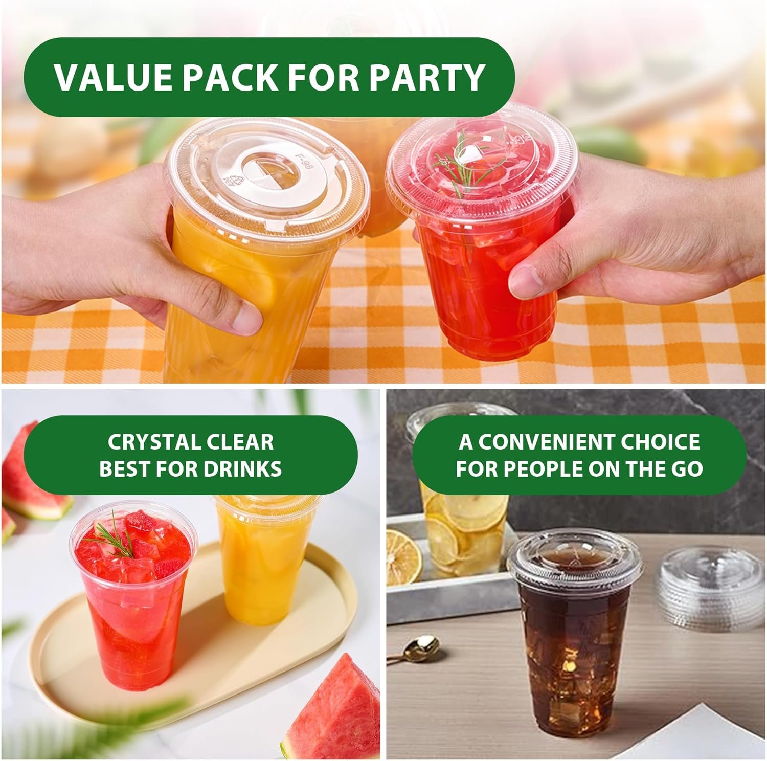 Cups de plástico transparente con tapa plana, 50 sets de 20 oz (100 piezas) desechables PET cristal, ideales para café helado, batidos, malteadas, jugos, postres, bebidas para llevar y frías. Logo personalizado disponible, fabricación en nuestra fábrica. Cups de plástico transparente con tapa plana, 50 sets de 20 oz (100 piezas) desechables PET cristal, ideales para café helado, batidos, malteadas, jugos, postres, bebidas para llevar y frías. Logo personalizado disponible, fabricación en nuestra fábrica.