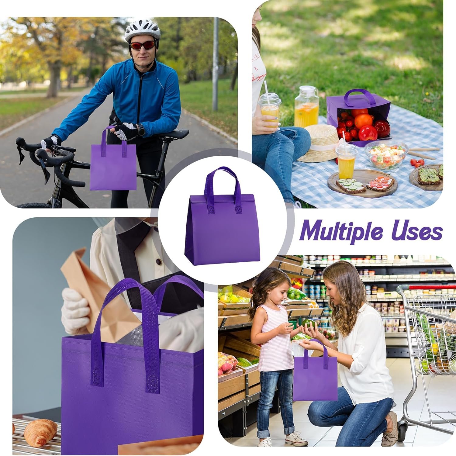 Bolsas Térmicas Personalizadas para Llevar 50 Piezas - Ideal para Café, Leche, Té, Comida Fresca y Mariscos - Marca Blanca, Proveedor de Calidad (24x24x15 cm, Morado) Bolsas Térmicas Personalizadas para Llevar 50 Piezas - Ideal para Café, Leche, Té, Comida Fresca y Mariscos - Marca Blanca, Proveedor de Calidad (24x24x15 cm, Morado)