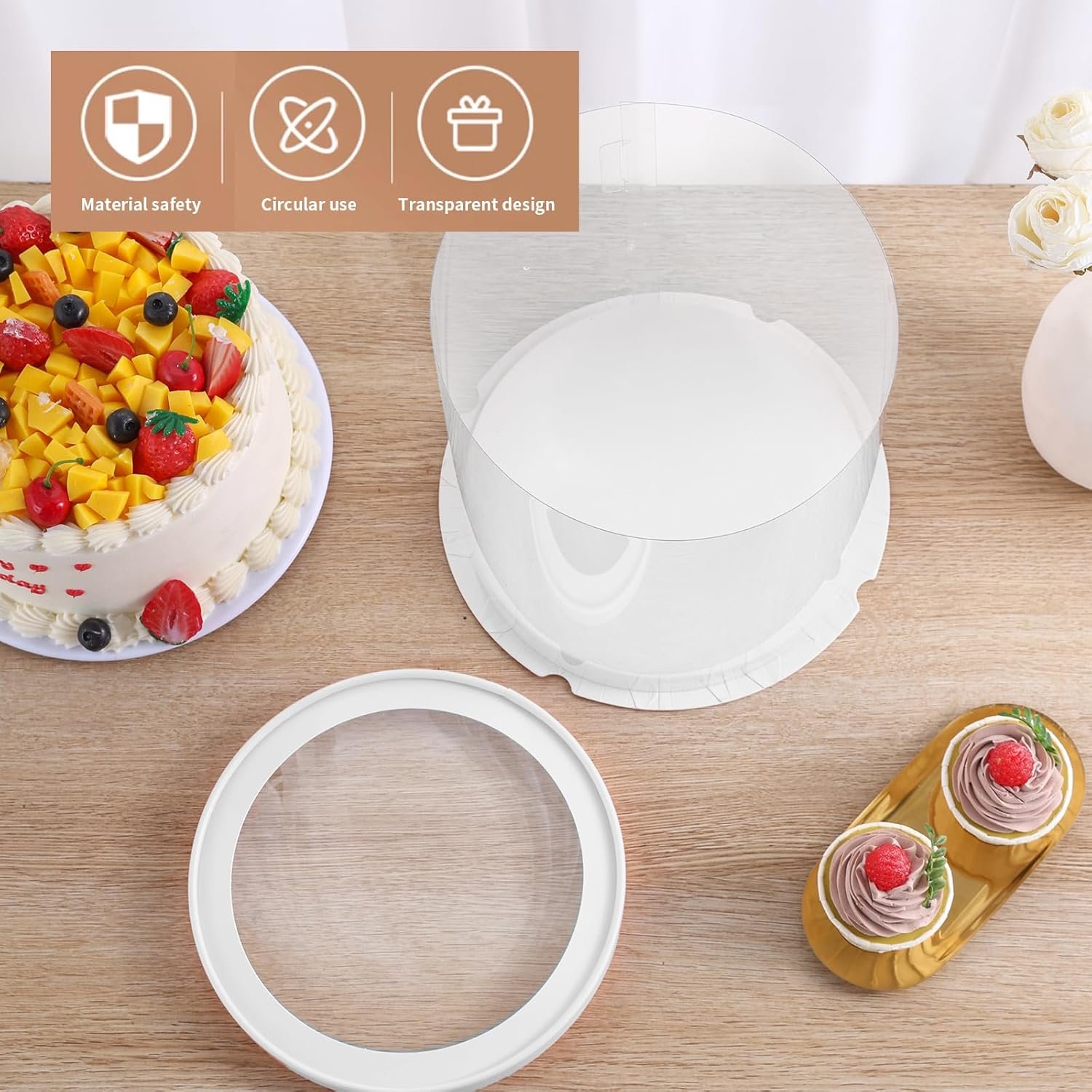 Cajas de pastel redondas claras de 8.5 * 9.5 pulgadas con cinta, ideales para pasteles en capas de 7 pulgadas y 6 pulgadas de altura, cajas para varios niveles para dulces navideños, Marca Blanca, 6 Pcs, Proveedor. Cajas de pastel redondas claras de 8.5 * 9.5 pulgadas con cinta, ideales para pasteles en capas de 7 pulgadas y 6 pulgadas de altura, cajas para varios niveles para dulces navideños, Marca Blanca, 6 Pcs, Proveedor.