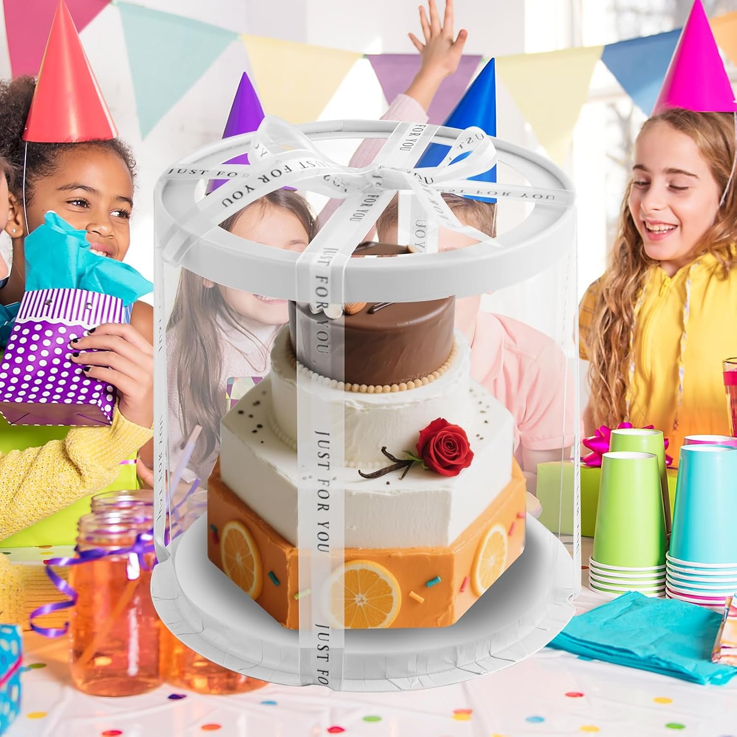 Cajas de pastel redondas claras de 8.5 * 9.5 pulgadas con cinta, ideales para pasteles en capas de 7 pulgadas y 6 pulgadas de altura, cajas para varios niveles para dulces navideños, Marca Blanca, 6 Pcs, Proveedor. Cajas de pastel redondas claras de 8.5 * 9.5 pulgadas con cinta, ideales para pasteles en capas de 7 pulgadas y 6 pulgadas de altura, cajas para varios niveles para dulces navideños, Marca Blanca, 6 Pcs, Proveedor.