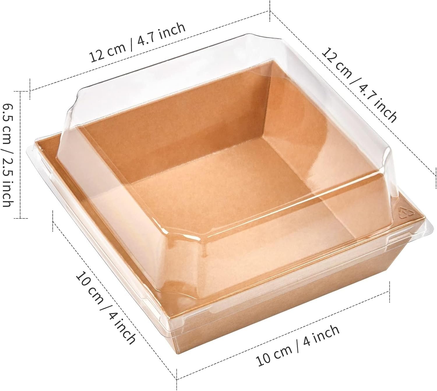 Cajas de Charcutería Desechables para Postres con Tapas Transparentes de 4 Pulgadas, 50 Pack, Marca Blanca, ideal para Galletas, Porciones de Pastel, Mini Pasteles, Fresa con Chocolate, Proveedor. Logo Personalizado disponible.