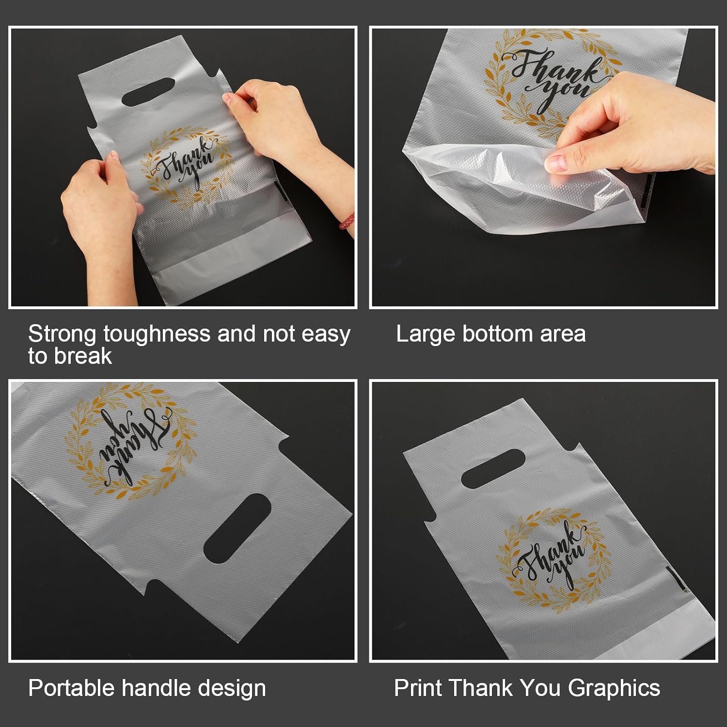 Bolsas plásticas de bebida con asa para delivery y comida para llevar, personalizadas con logo, 1 taza y capacidad de hasta 1000 unidades, 11 x 6.3 pulgadas, distribuidas por fabricante.