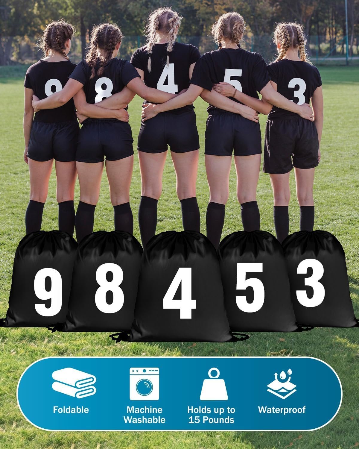 Logo Personalizado Mochilas con Cuerda Negras al por mayor, 100 unidades, 13.4x16.5 pulgadas, bolsas impermeables para actividades al aire libre, para equipos, familias, personas sin hogar, regalo Proveedor.