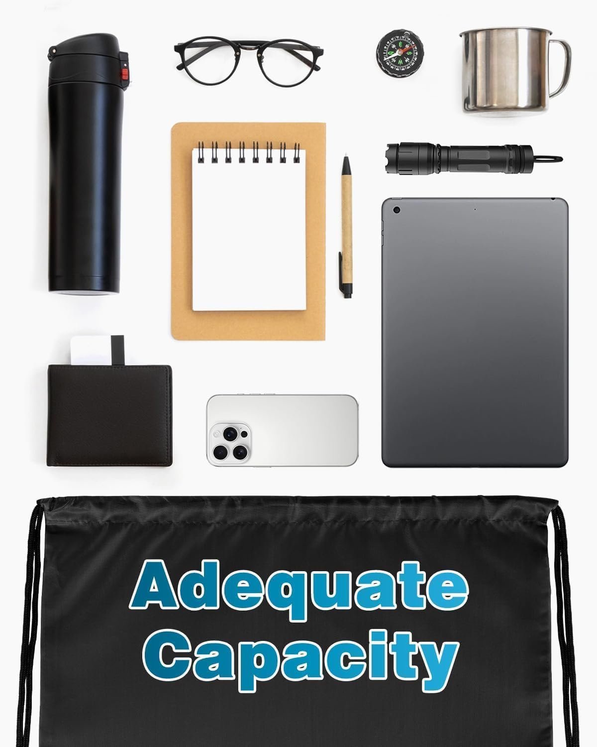 Logo Personalizado Mochilas con Cuerda Negras al por mayor, 100 unidades, 13.4x16.5 pulgadas, bolsas impermeables para actividades al aire libre, para equipos, familias, personas sin hogar, regalo Proveedor.