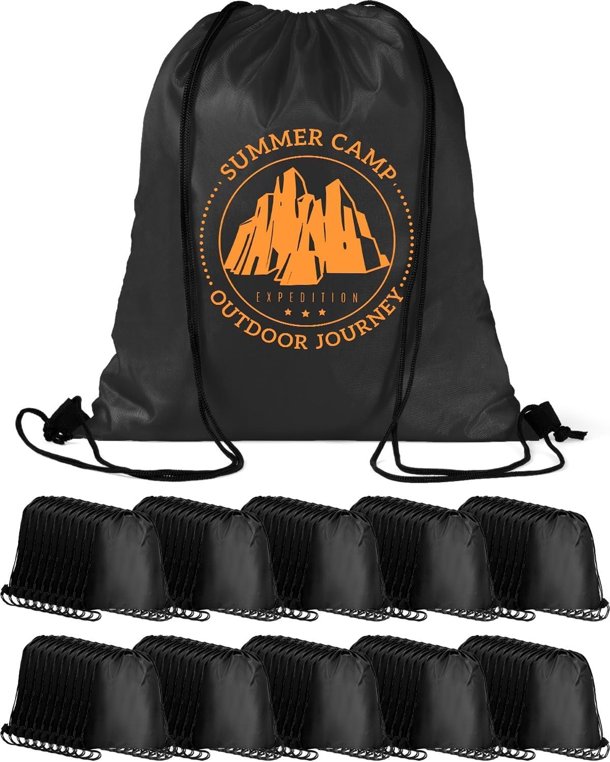 Logo Personalizado Mochilas con Cuerda Negras al por mayor, 100 unidades, 13.4x16.5 pulgadas, bolsas impermeables para actividades al aire libre, para equipos, familias, personas sin hogar, regalo Proveedor.