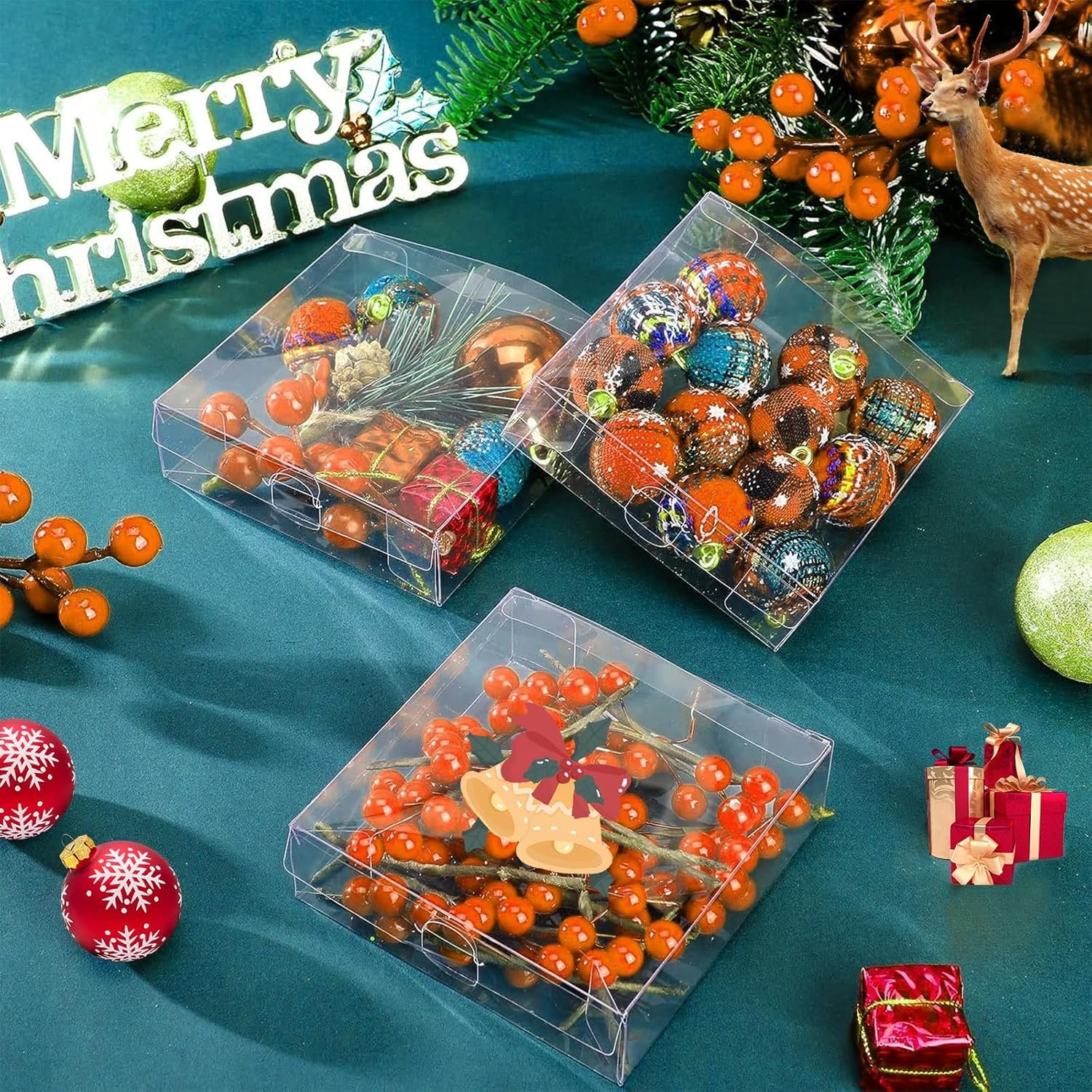 Cajas Transparentes de Regalo con Logo Personalizado, 80 Pcs Cajas Rectangulares de PVC 5 x 4 x 1.2 Pulgadas para Empaque de Postres y Dulces, Marca Blanca, Proveedor de Cajas para Bodas, Fiestas y Eventos.