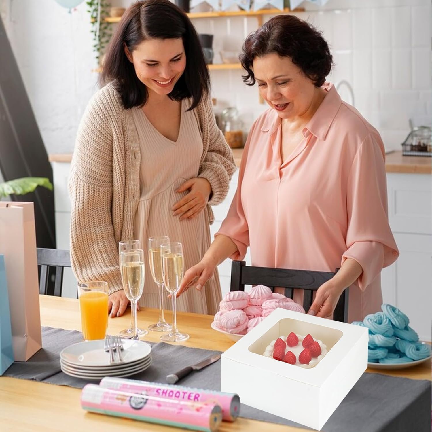Caja de Pasteles de 30 Piezas con Ventana Transparente de 10 Pulgadas, Embalaje Desechable para Postres, Caja Grande para Tartas y Donas, Marca Blanca de Fábrica