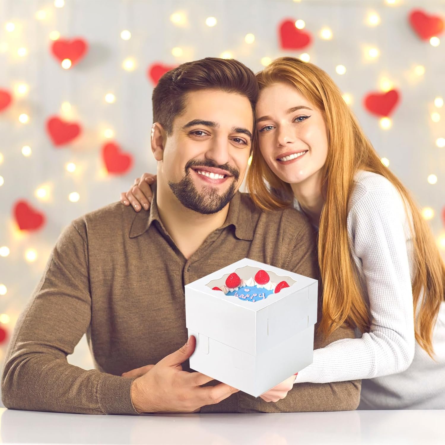 Cajas de pastel personalizadas con logo, 10 piezas de 8x8x8 pulgadas, cajas blancas para repostería, ideales para Día de San Valentín, Día de la Madre, bodas, cumpleaños, fiestas de marca blanca, proveedor.