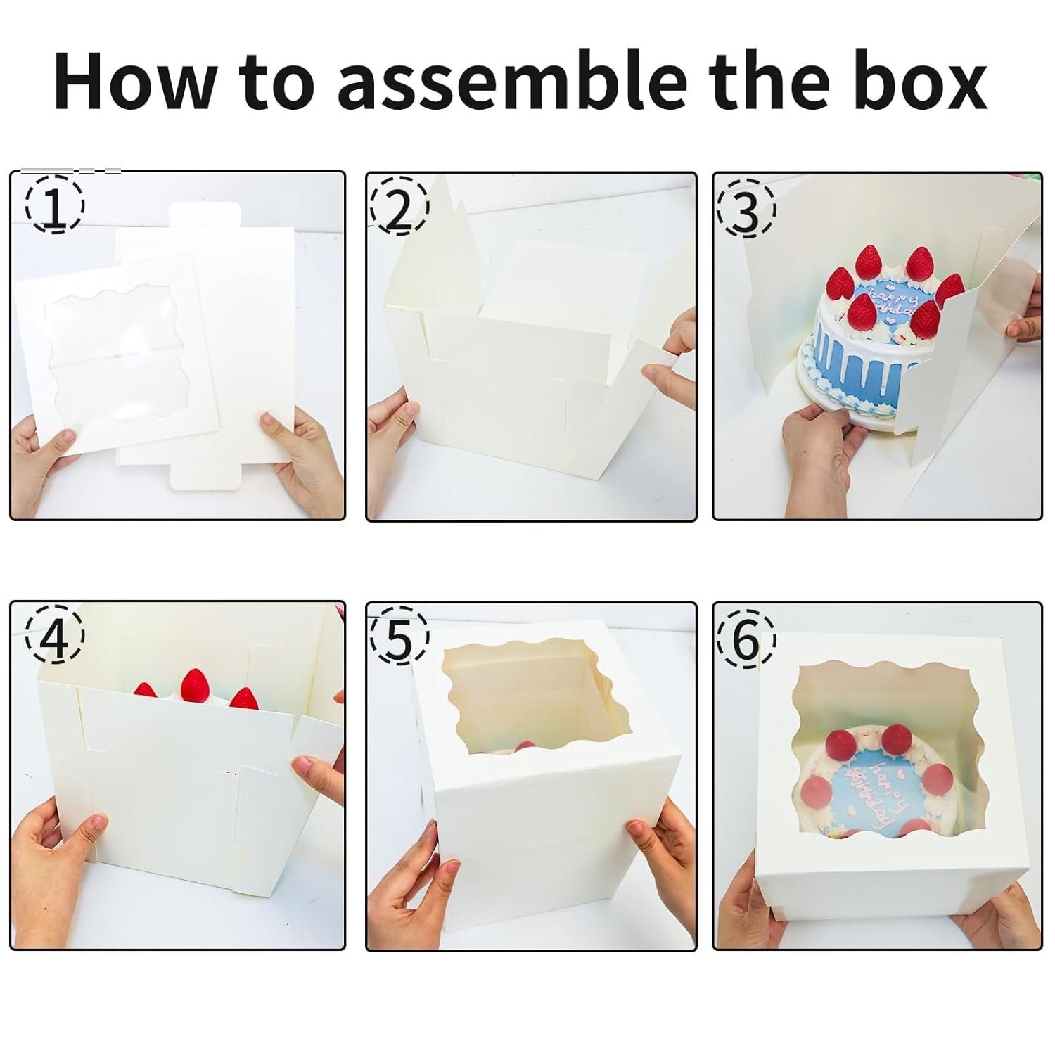 Cajas de pastel personalizadas con logo, 10 piezas de 8x8x8 pulgadas, cajas blancas para repostería, ideales para Día de San Valentín, Día de la Madre, bodas, cumpleaños, fiestas de marca blanca, proveedor.