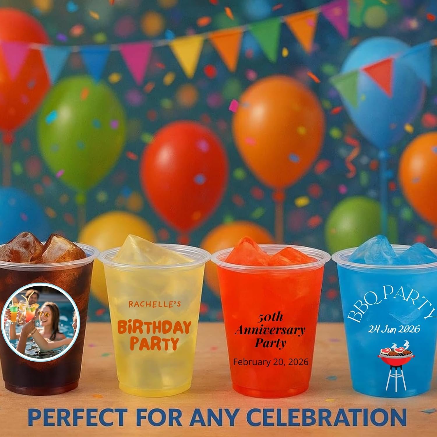 Cups Desechables Personalizados de 1-1000 unidades, vasos claros con Logo Personalizado, ideales para cumpleaños, bodas, eventos y Marca Blanca de Fábrica.