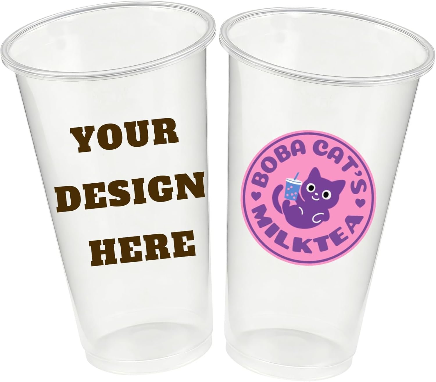 Cups Desechables Personalizados de 1-1000 unidades, vasos claros con Logo Personalizado, ideales para cumpleaños, bodas, eventos y Marca Blanca de Fábrica.